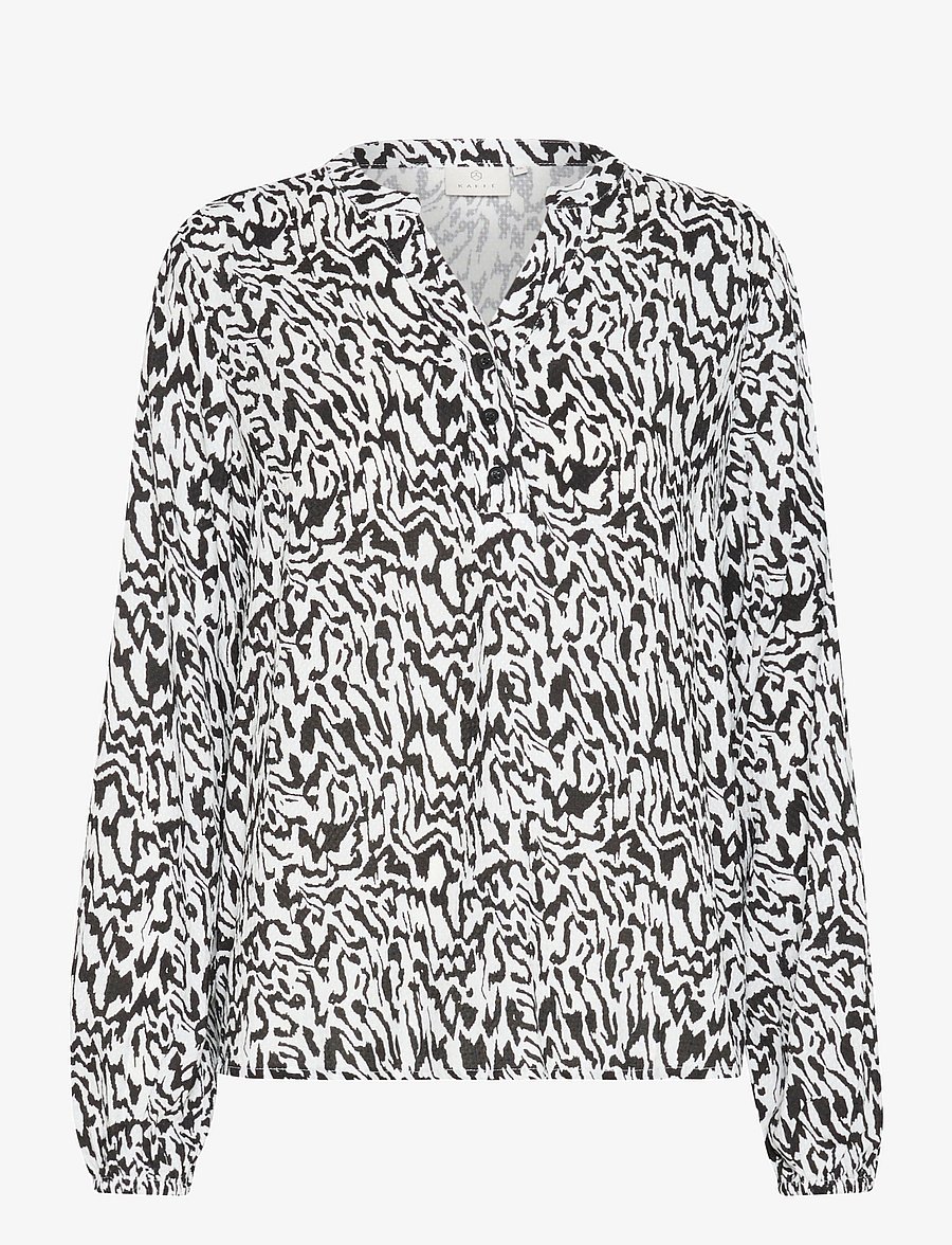 Kaffe - KAmathilde Blose - langärmelige blusen - chalk/black graphic lines - 1
