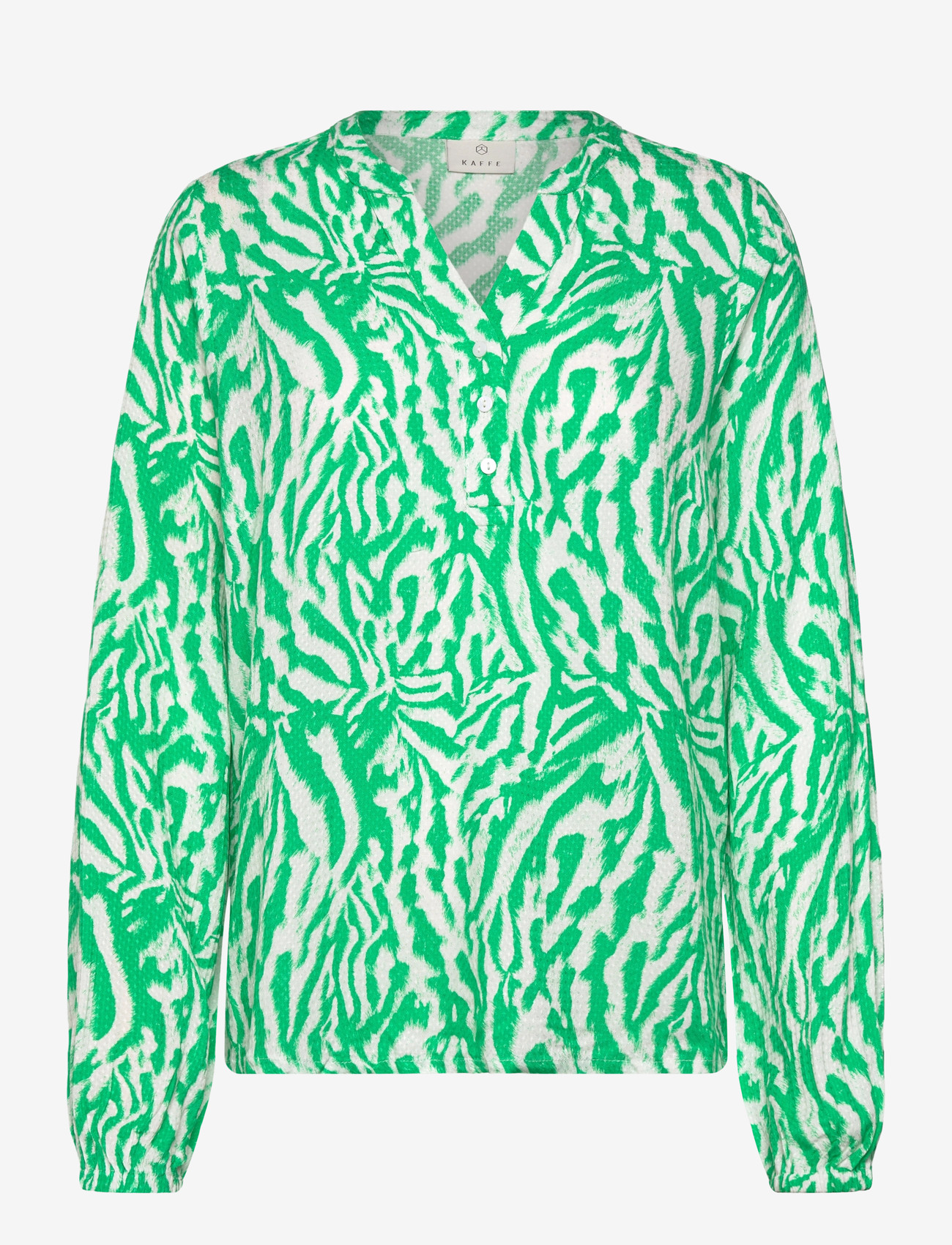 Kaffe - KAmathilde Blouse - langærmede bluser - bright green/chalk s animal - 0
