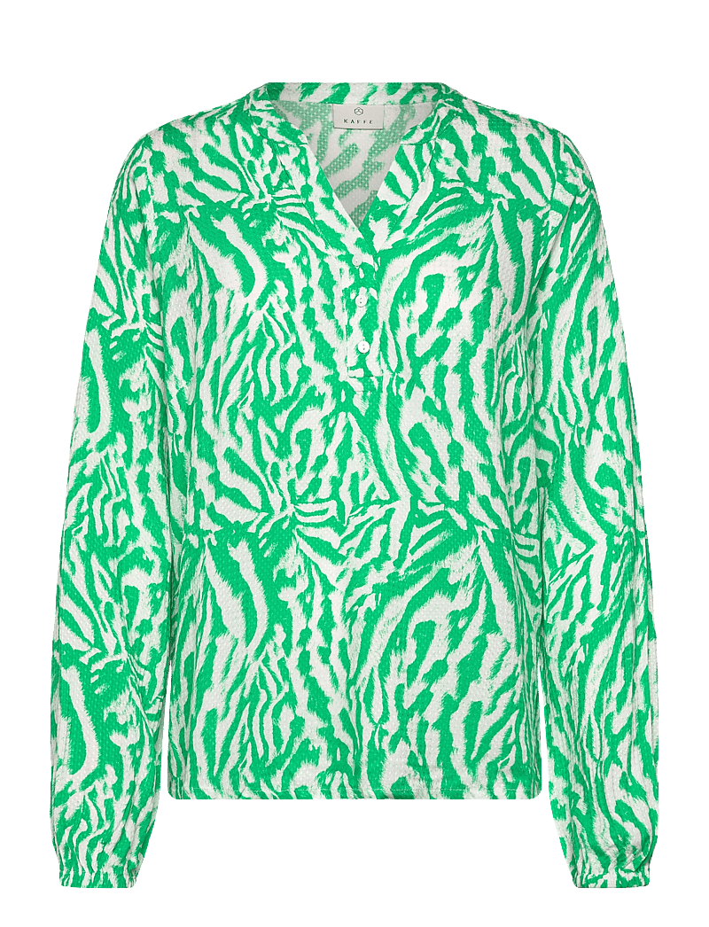 Kaffe - KAmathilde Blouse - langärmlige blusen - bright green/chalk s animal - 0