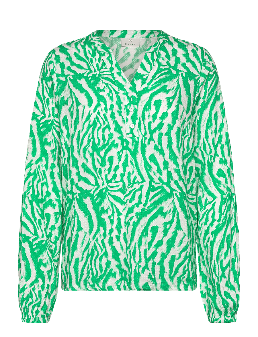 Kaffe - KAmathilde Blouse - langärmelige blusen - bright green/chalk s animal - 0