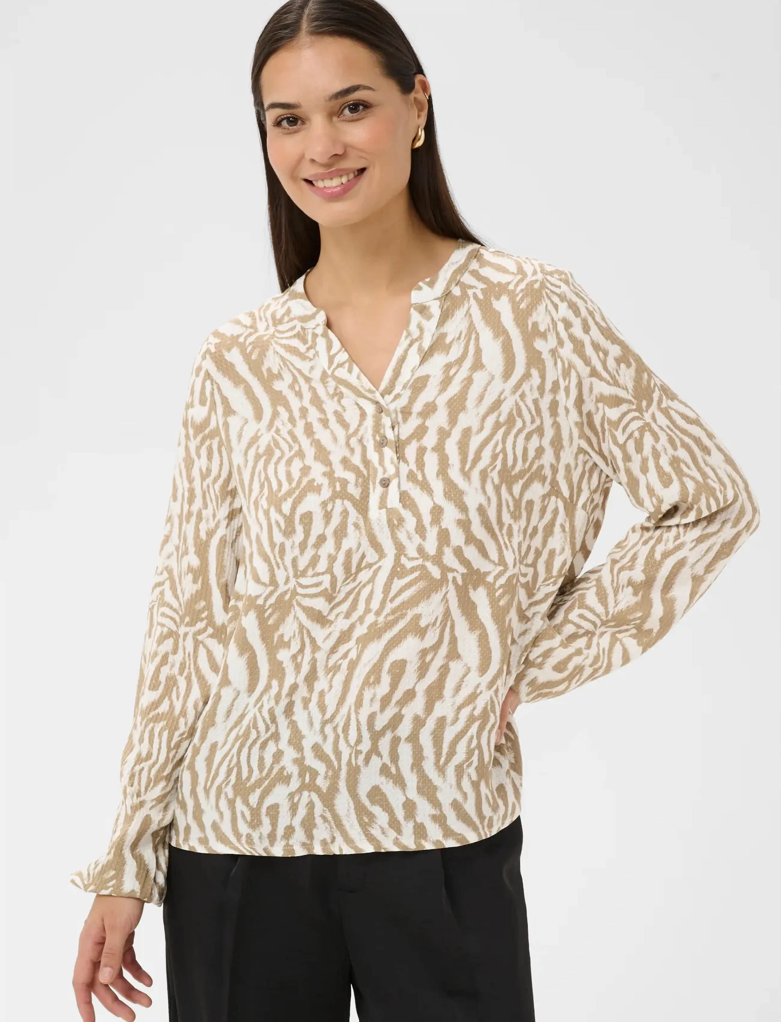Kaffe KAmathilde Blouse - Blusen & Hemden - PETRIFIED OAK/CHALK S ANIMAL / beige