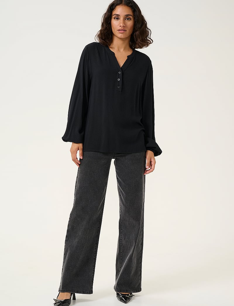 Kaffe - KAmathilde Blose - långärmade blusar - black deep - 3