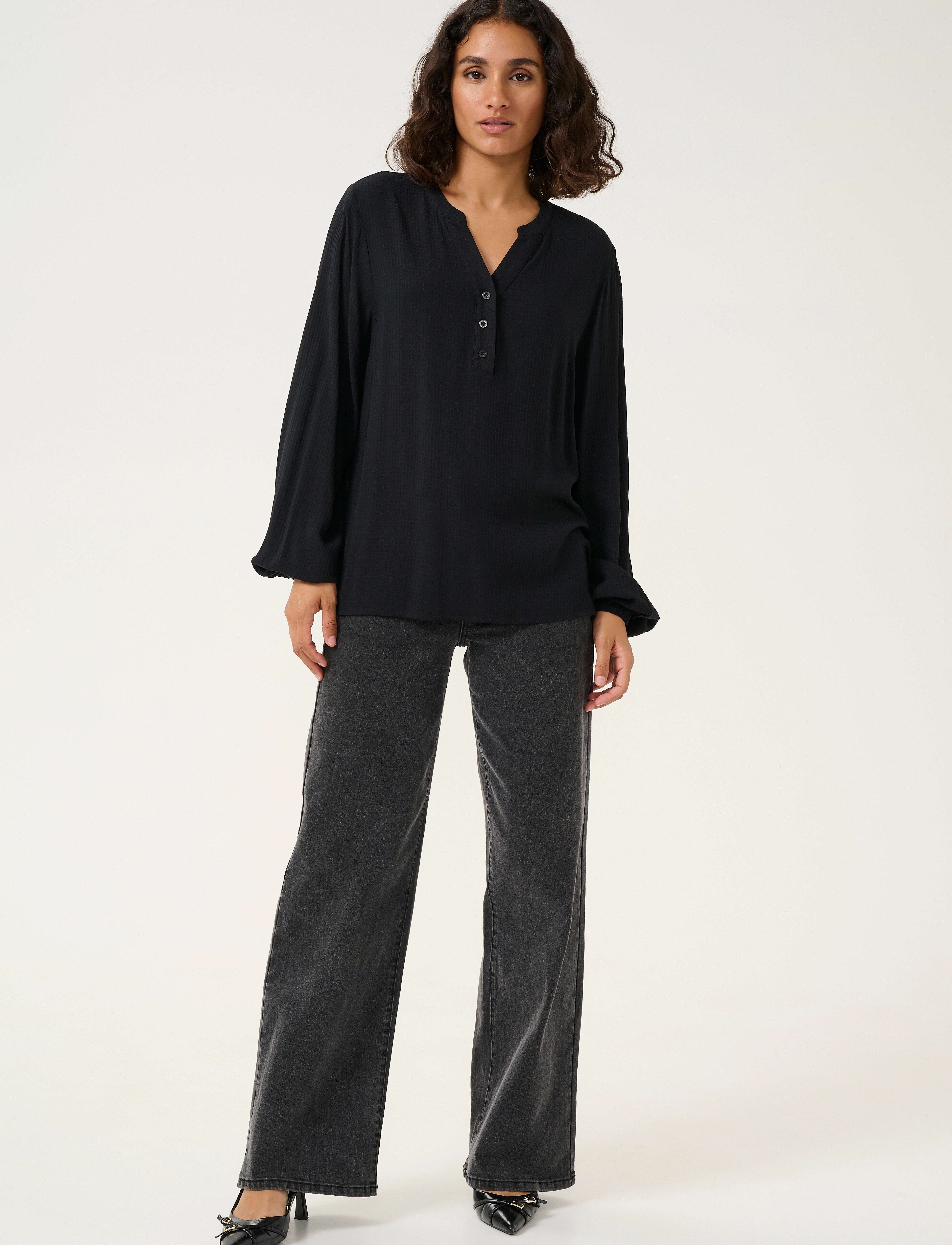 Kaffe - KAmathilde Blouse - langermede bluser - black deep - 3