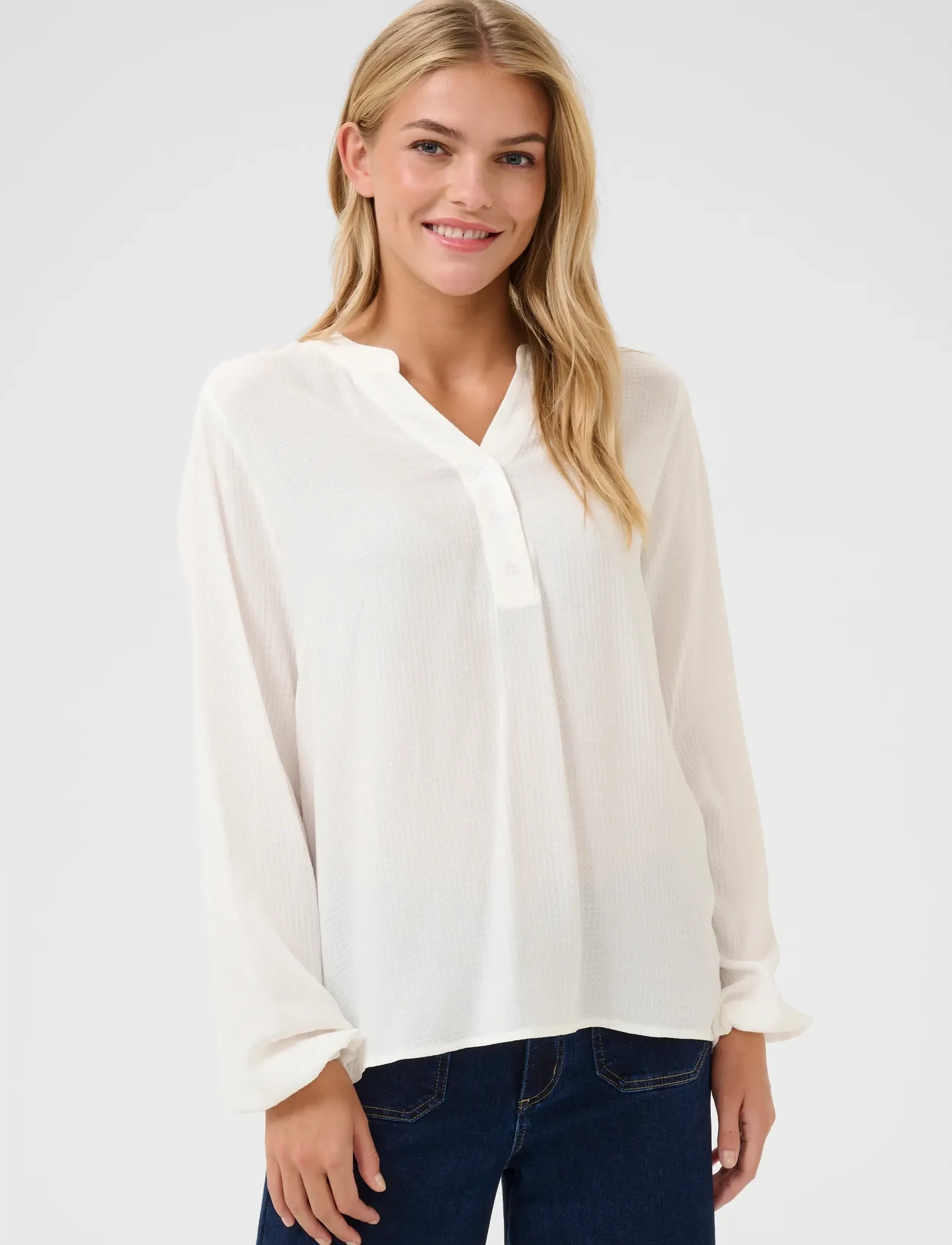 Kaffe Kamathilde Blouse, 40, Cream, Bluser > Langærmede, Dame