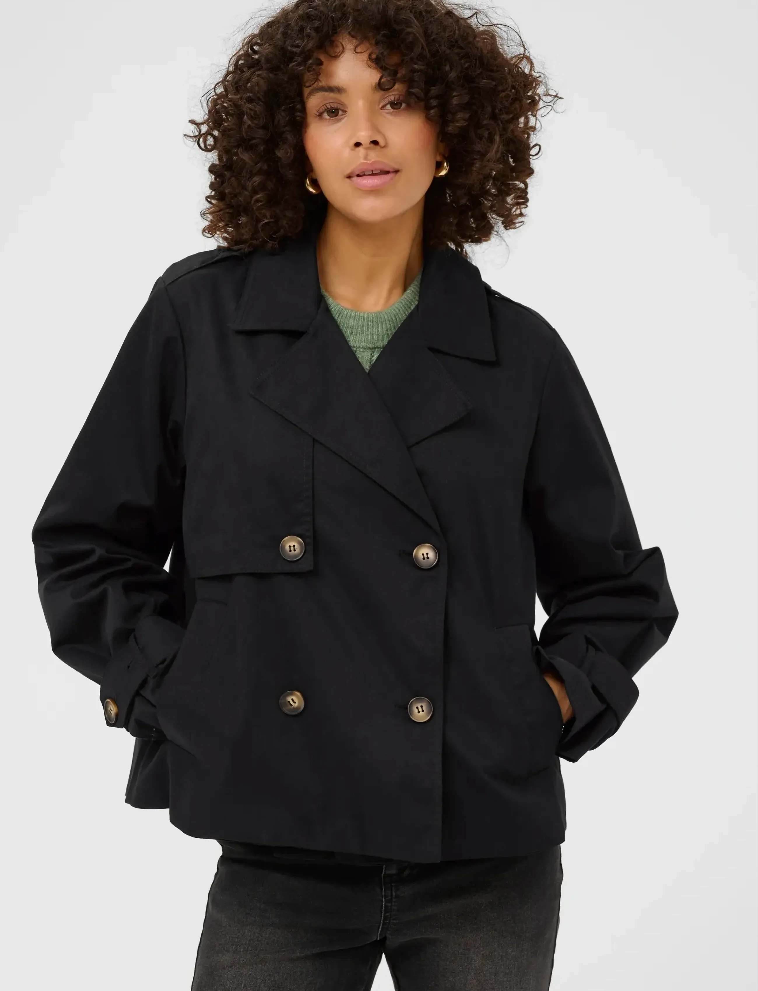 Kaffe Kapatricia Jacket, Kvinder, Kort Dobbeltradet Jakke, Sort, Str: 38