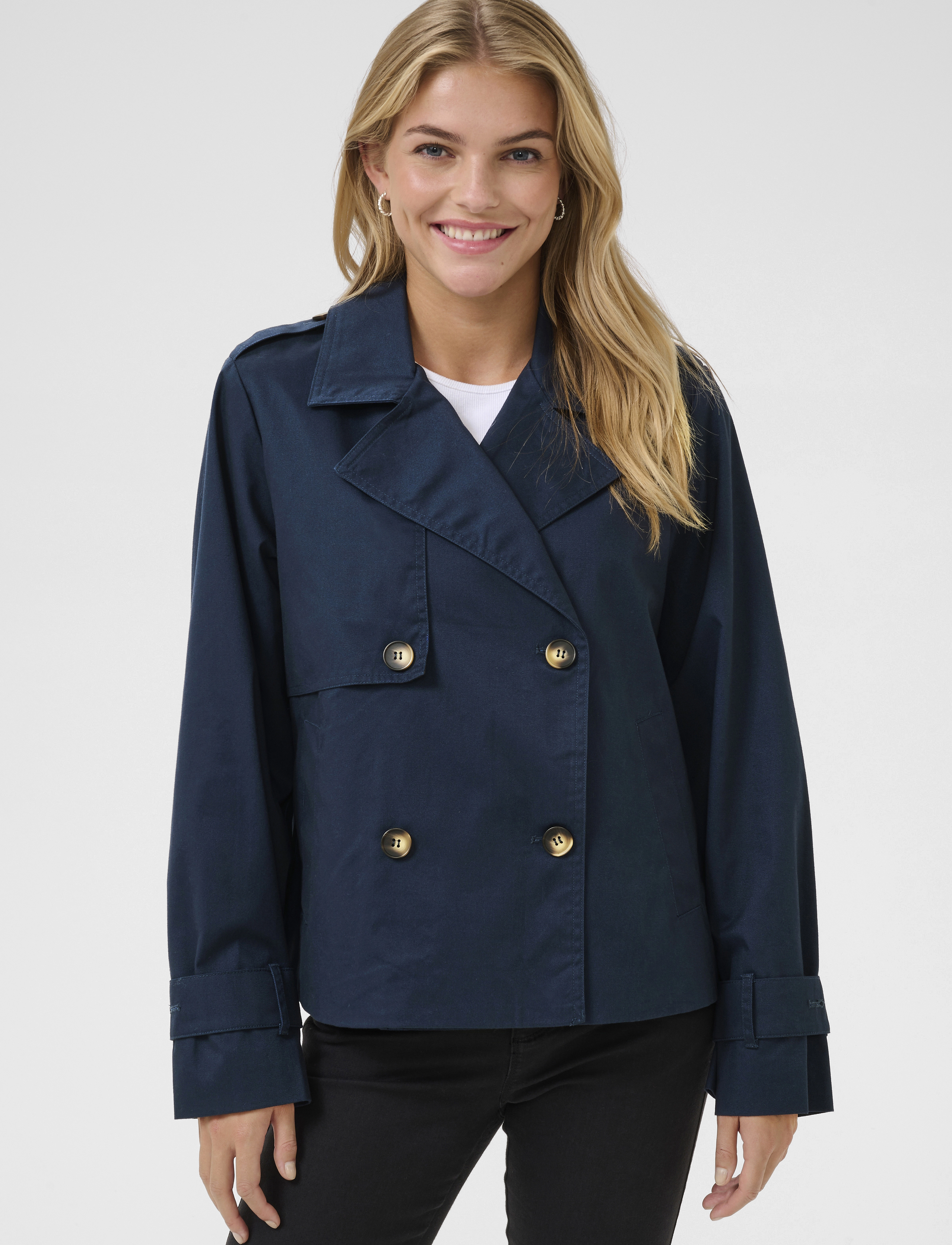 Kaffe Kapatricia Jacket, 44, Navy, Frakker > Trenchcoats, Dame
