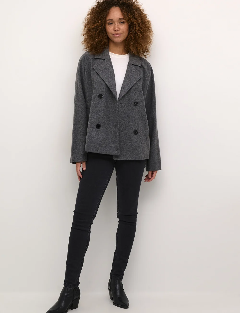 Kaffe - KAfanny Short Jacket - uldjakker - grey melange - 3