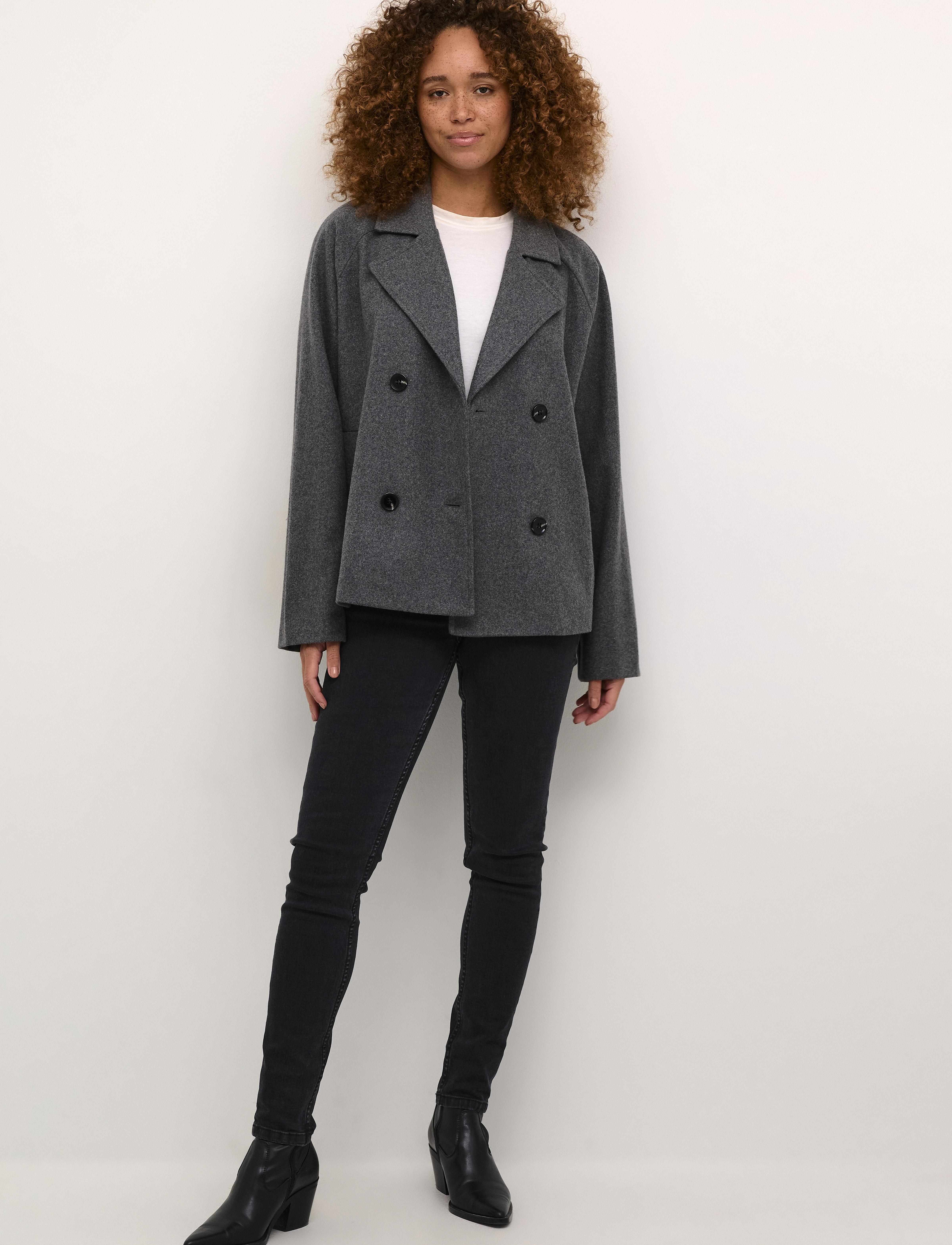 Kaffe - KAfanny Short Jacket - yttertøy - grey melange - 3
