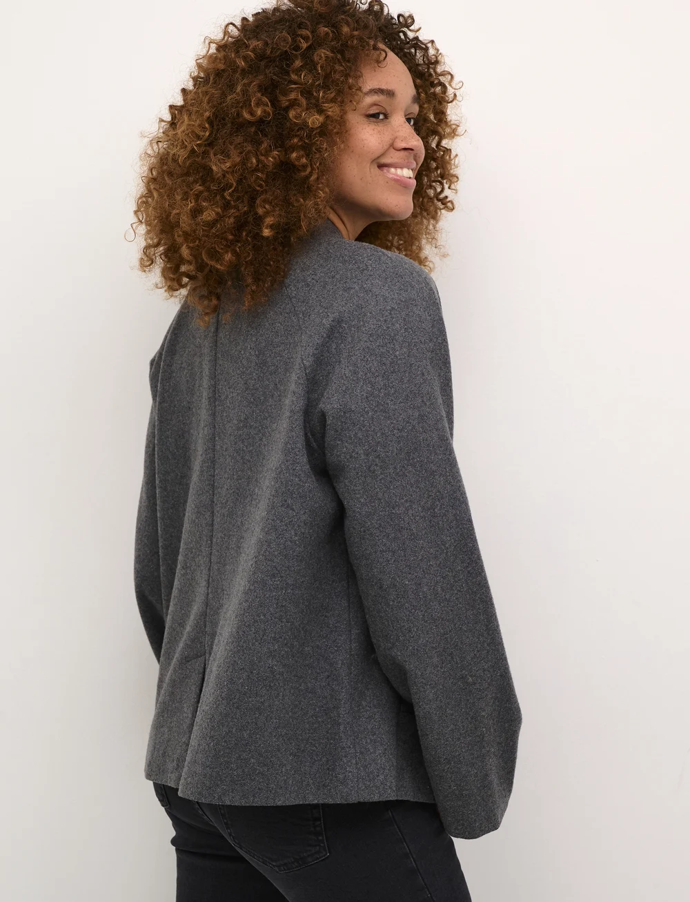 Kaffe - KAfanny Short Jacket - uldjakker - grey melange - 4