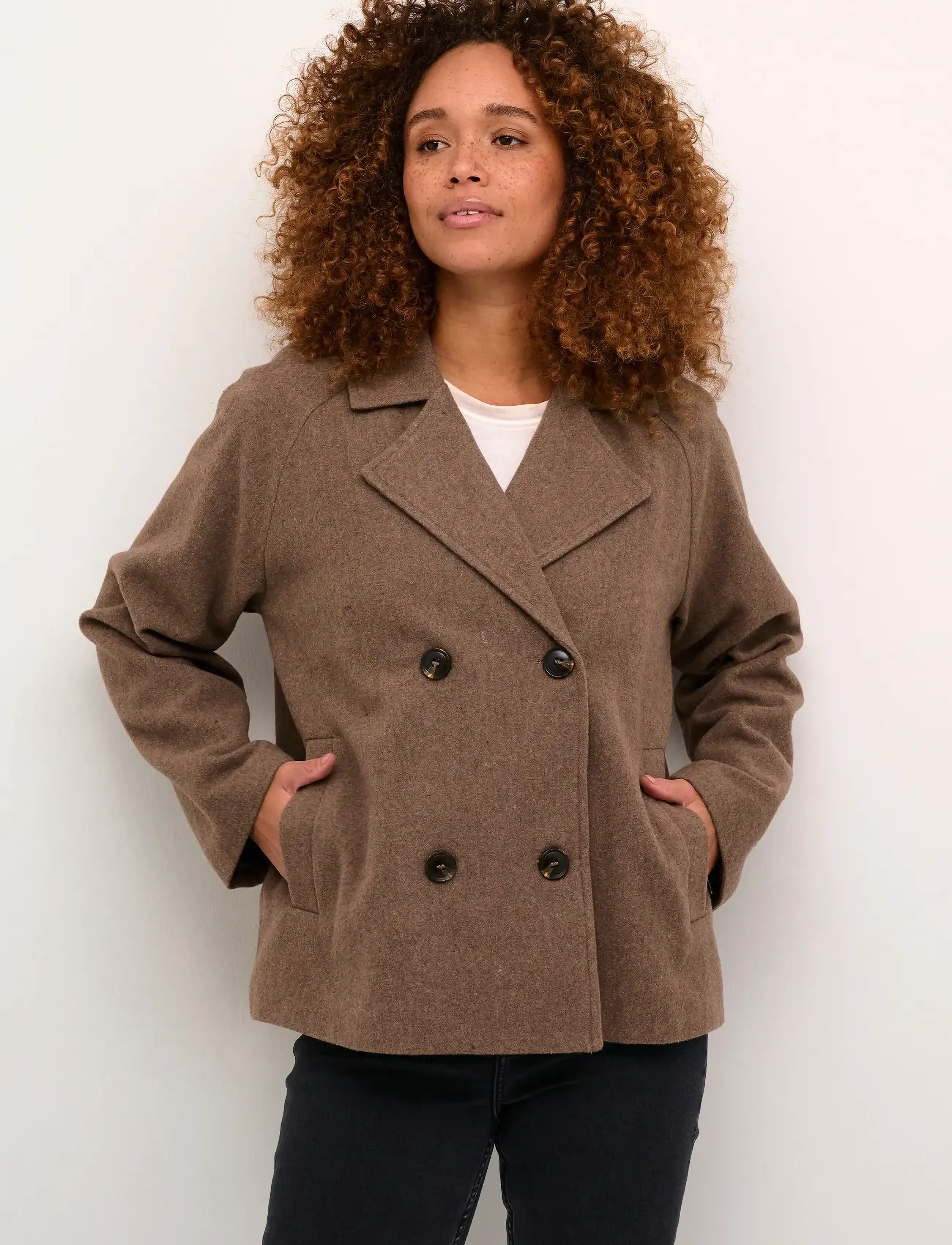 Kaffe Kafanny Short Jacket, 44, Brown, Jakker > Uldjakker, Dame