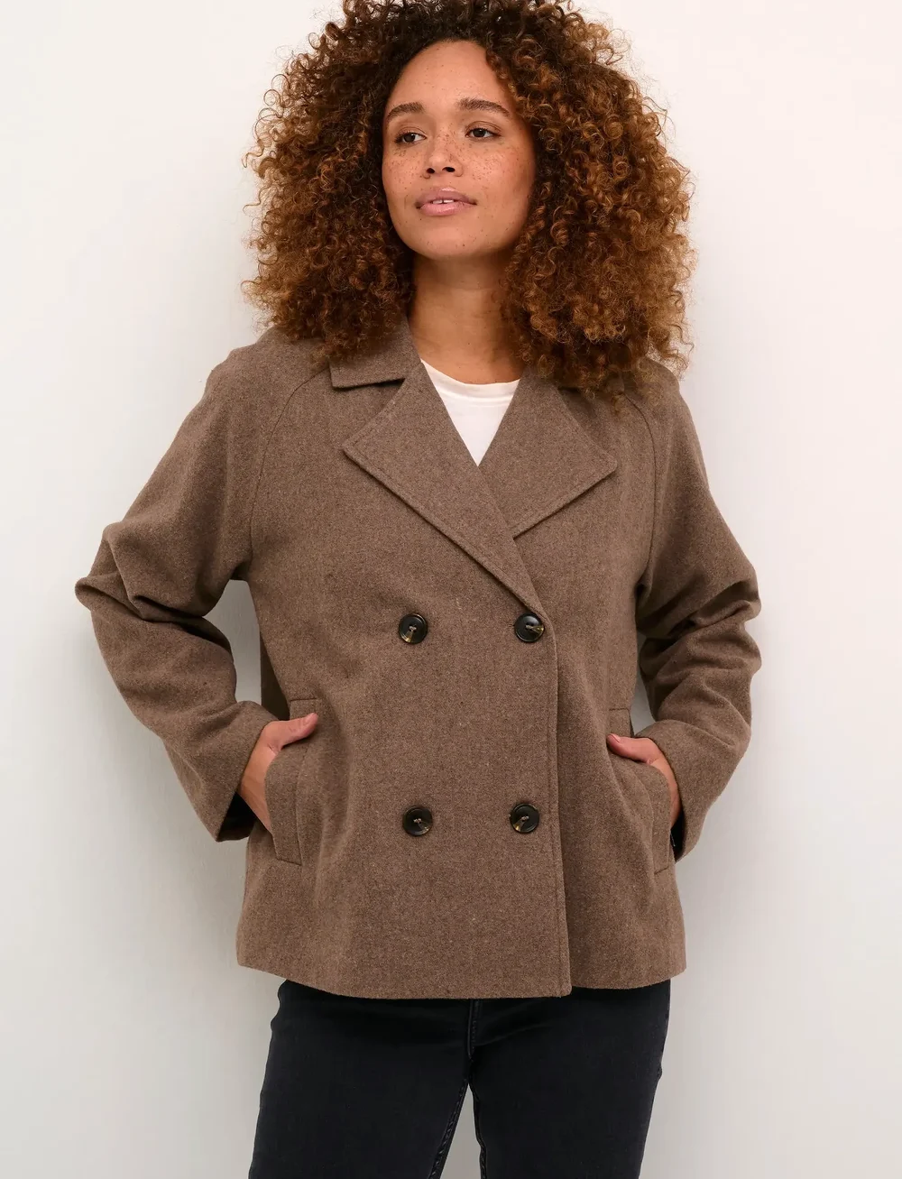 Kaffe - KAfanny Short Jacket - wolljacken - major brown c. - 0