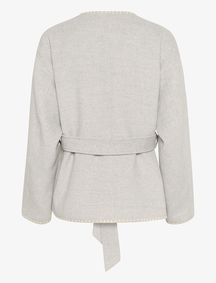 Kaffe - KAulrikke Jacket - blazere med bælte - light grey melange - 2