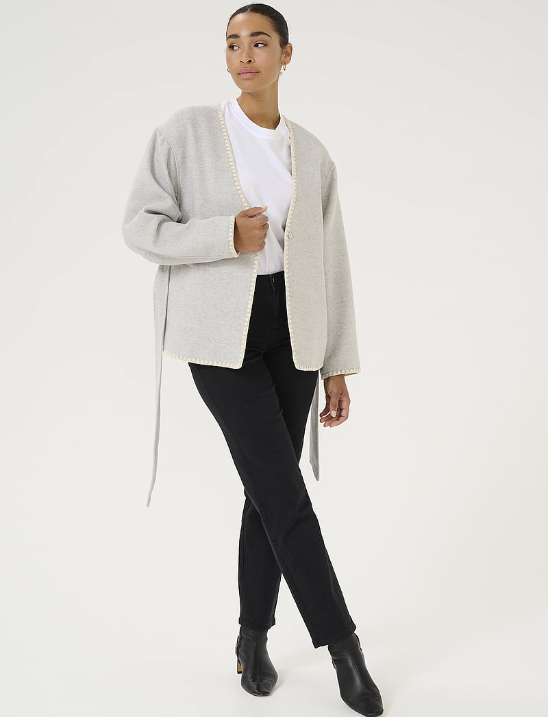 Kaffe - KAulrikke Jacket - kavajer med skärp - light grey melange - 3