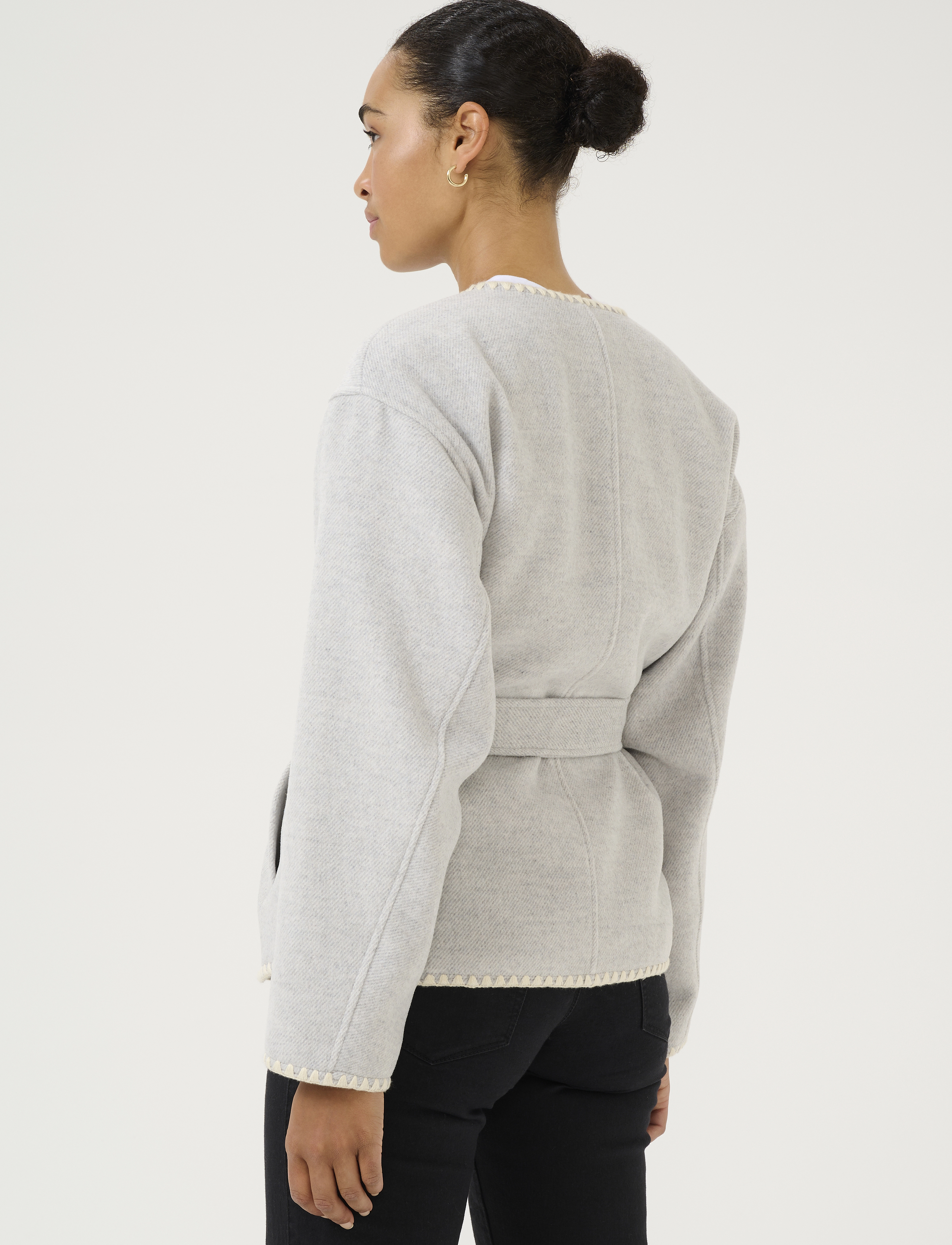 Kaffe - KAulrikke Jacket - vööga bleiserid - light grey melange - 4