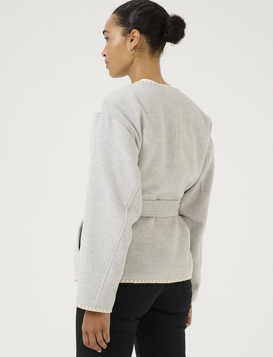 Kaffe - KAulrikke Jacket - blazere med bælte - light grey melange - 4