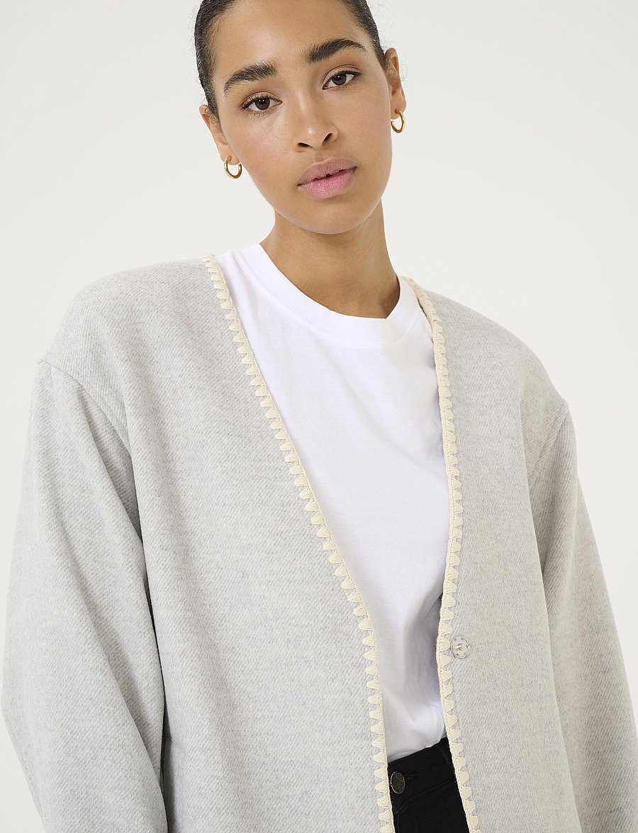 Kaffe - KAulrikke Jacket - blazere med bælte - light grey melange - 5