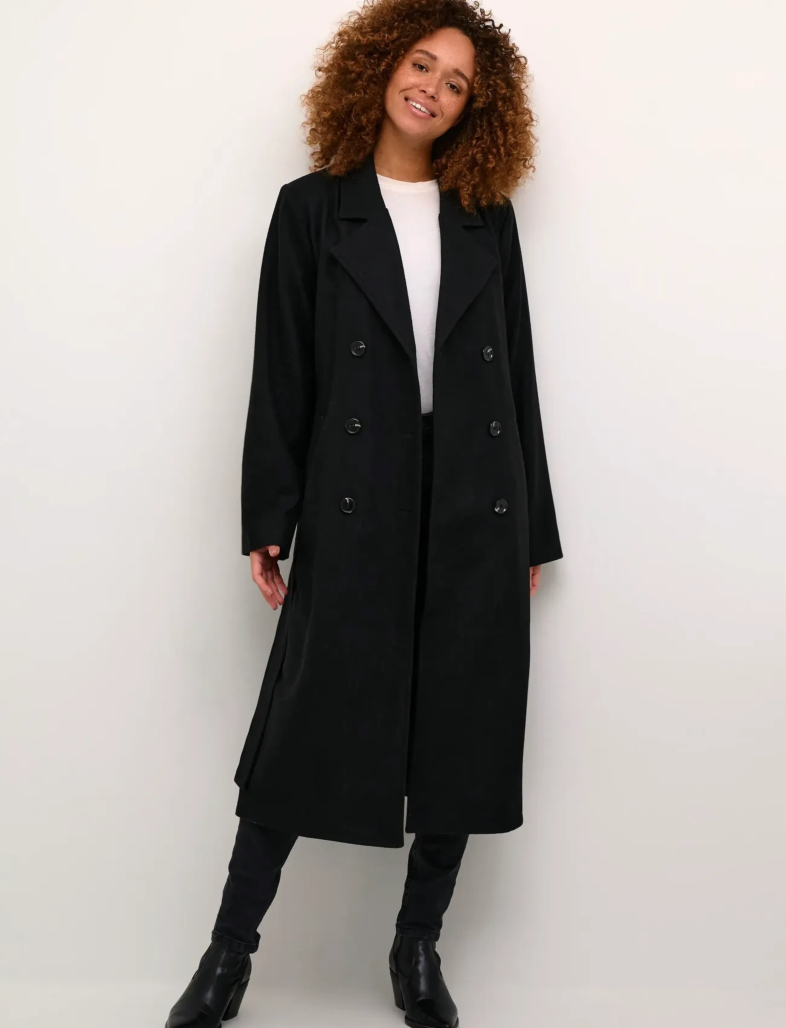Kaffe Kafanny Long Coat, 36, Coats, Schwarz - Winter Frauen
