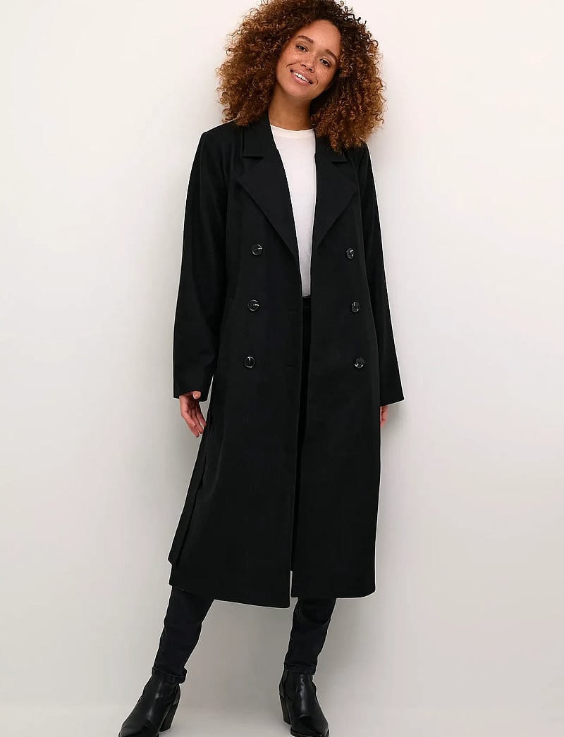 Kaffe - KAfanny Long Coat - pitkät takit - black deep cc - 0