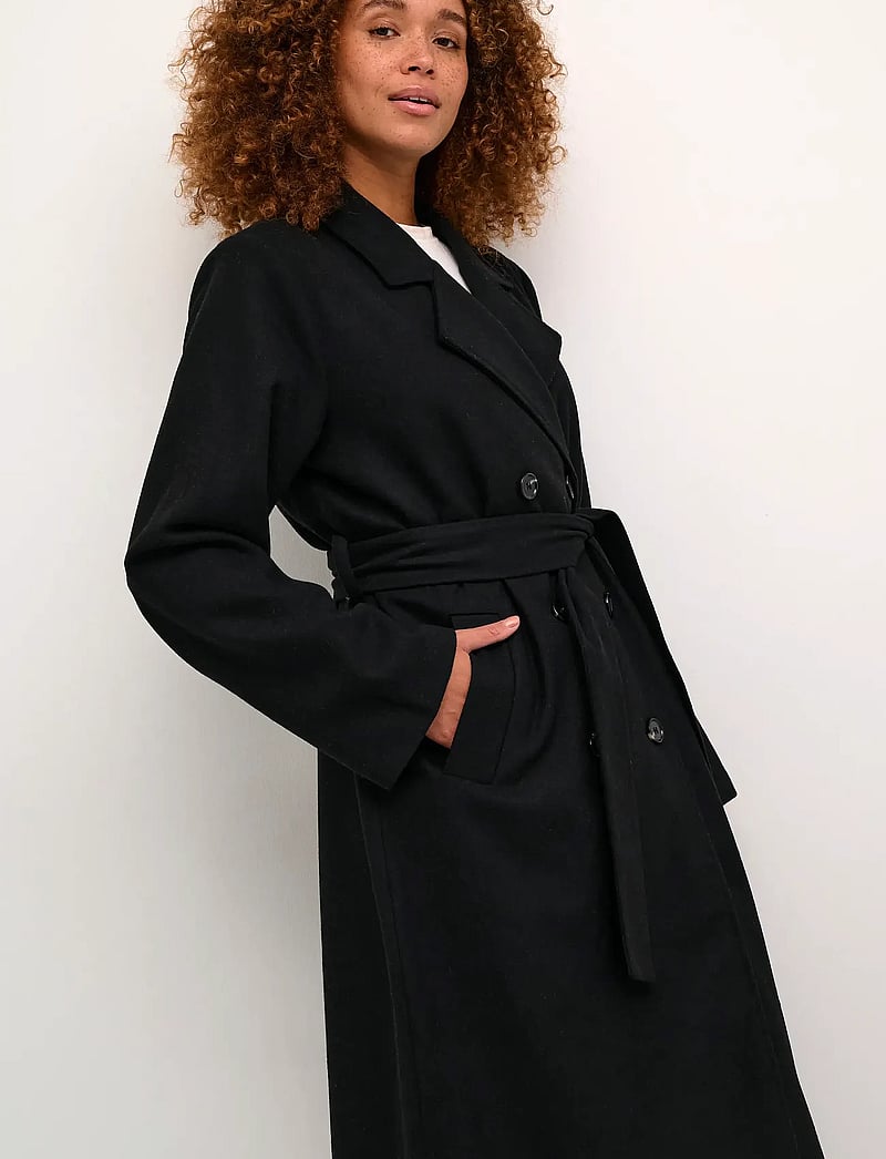 Kaffe - KAfanny Long Coat - pitkät takit - black deep cc - 4