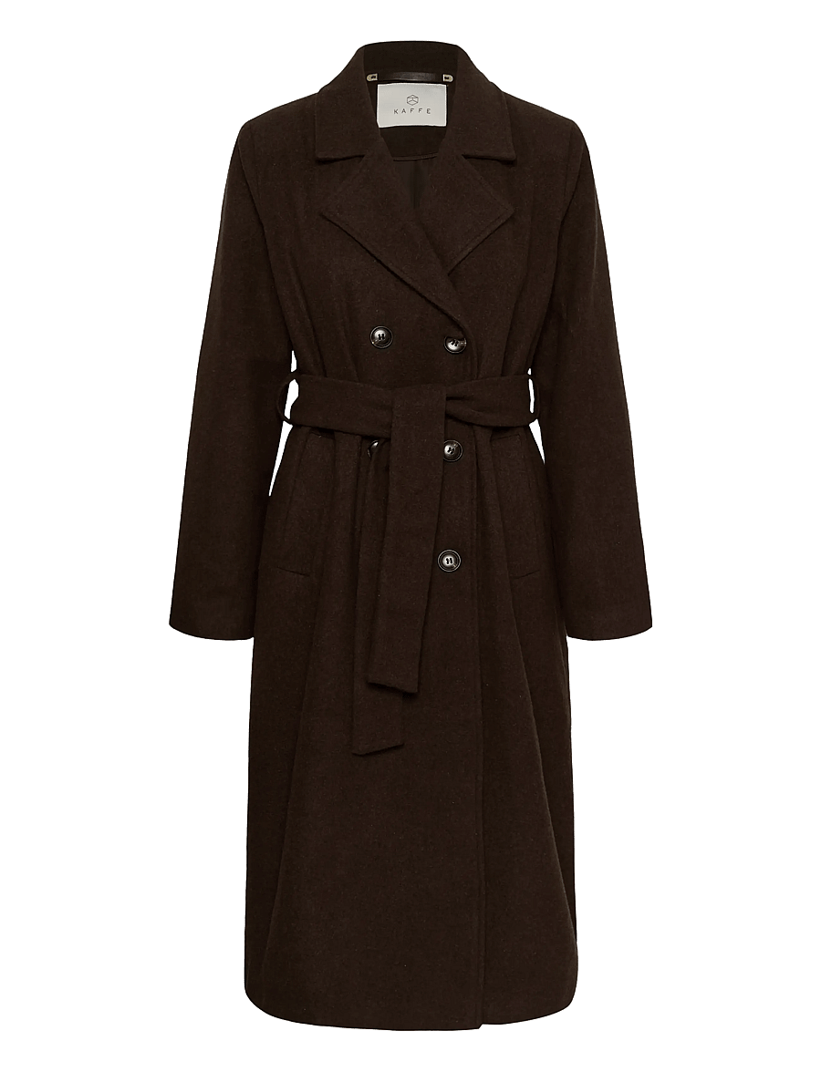 Kaffe - KAfanny Long Coat - coats - chocolate brown - 0