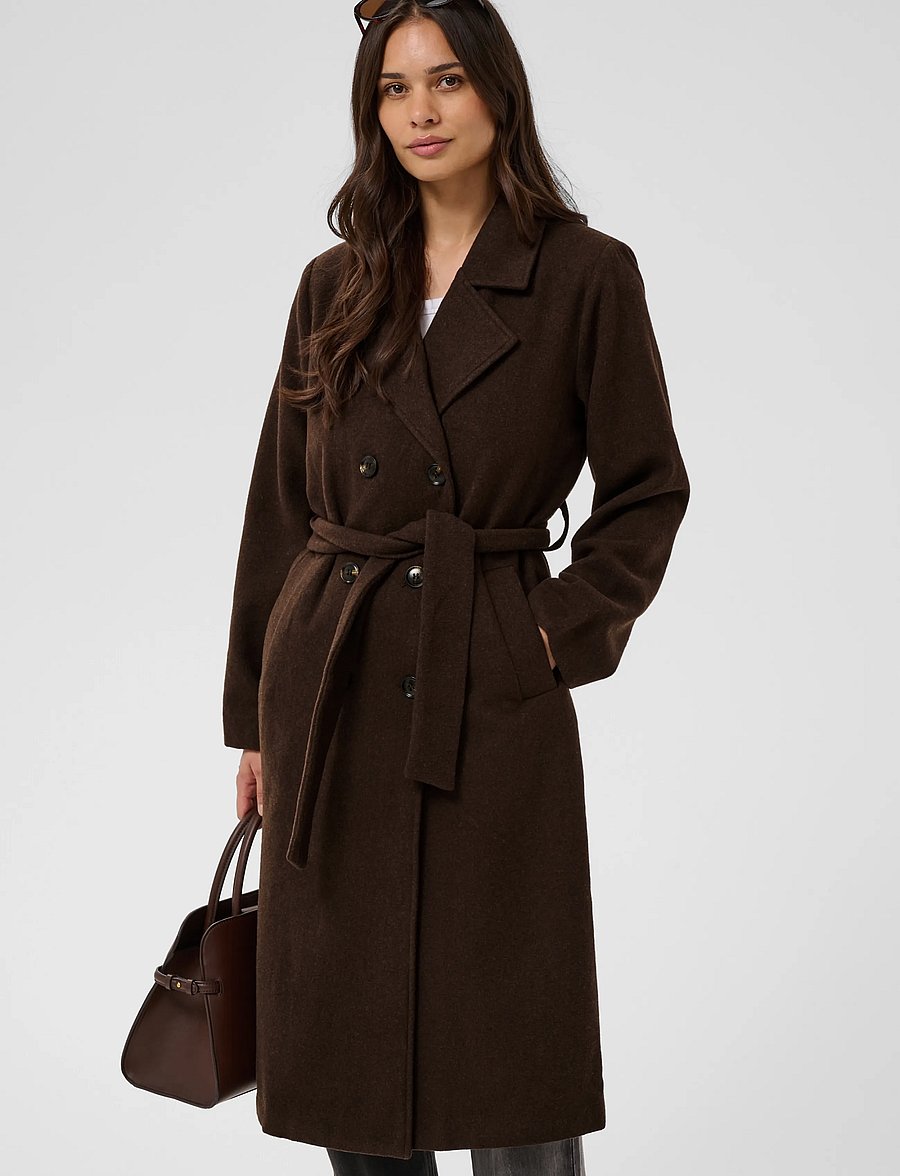 Kaffe - KAfanny Long Coat - coats - chocolate brown - 2