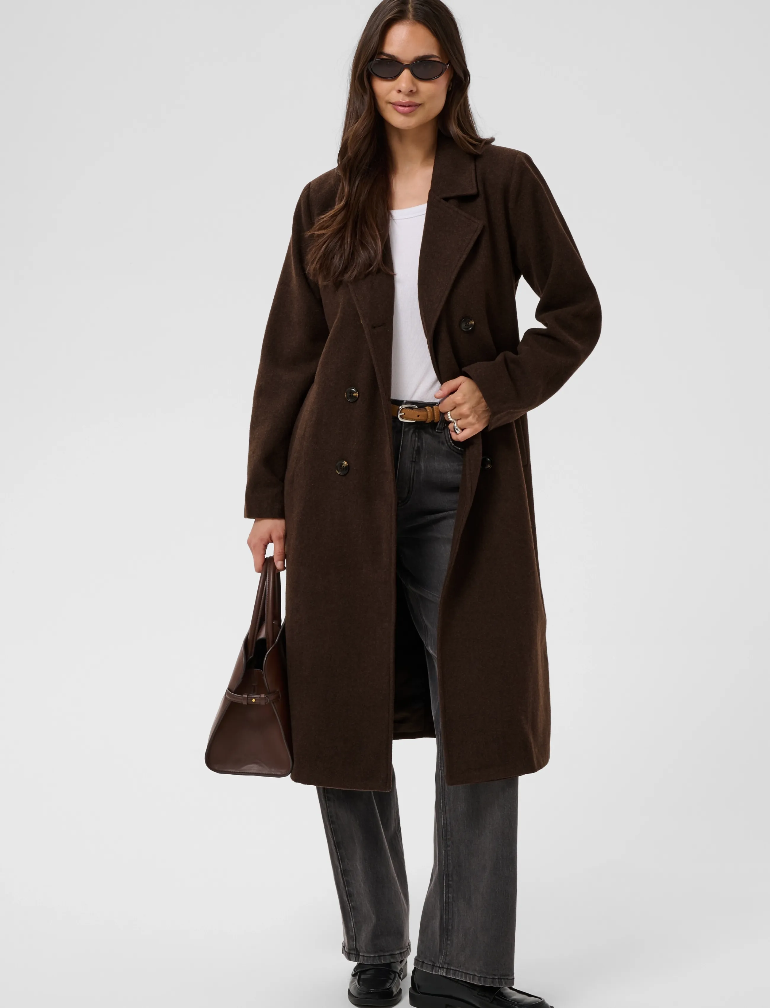 Kaffe - KAfanny Long Coat - coats - chocolate brown - 3