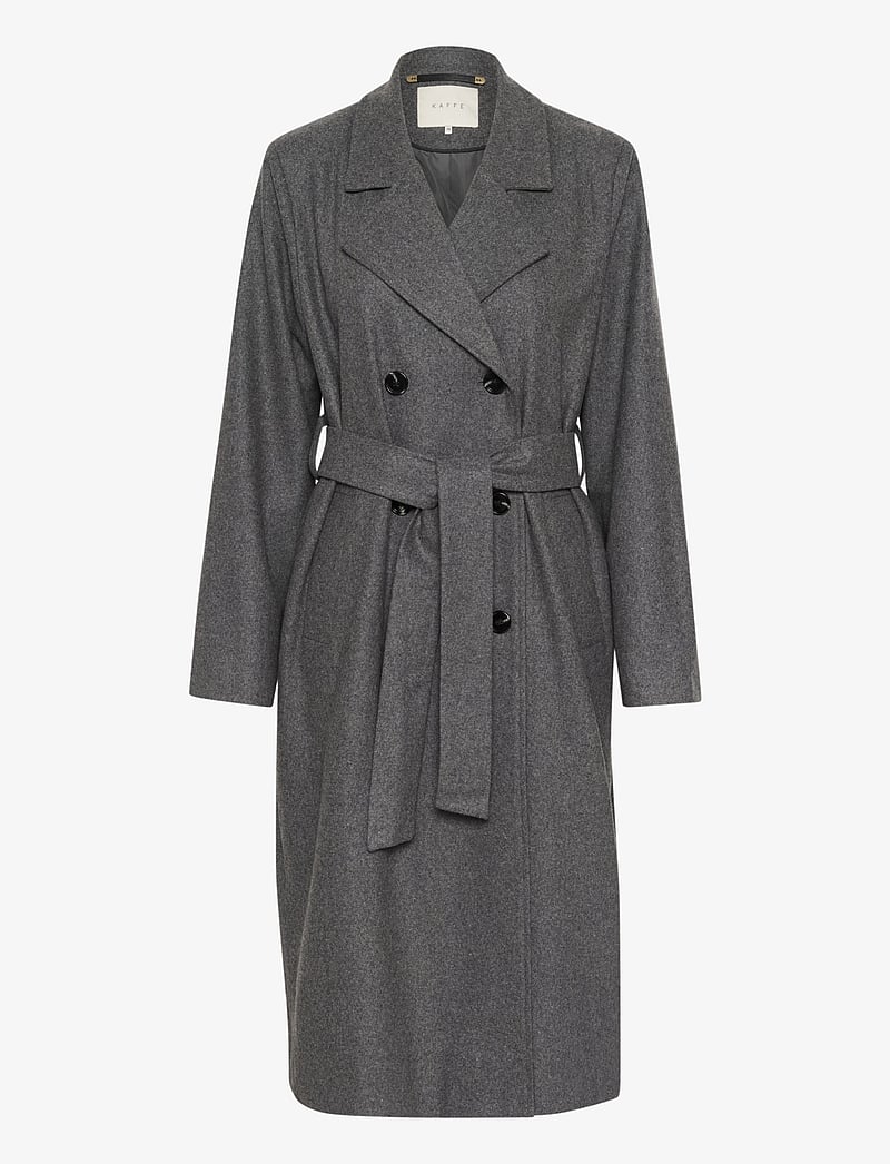 Kaffe - KAfanny Long Coat - mäntel - grey melange - 1