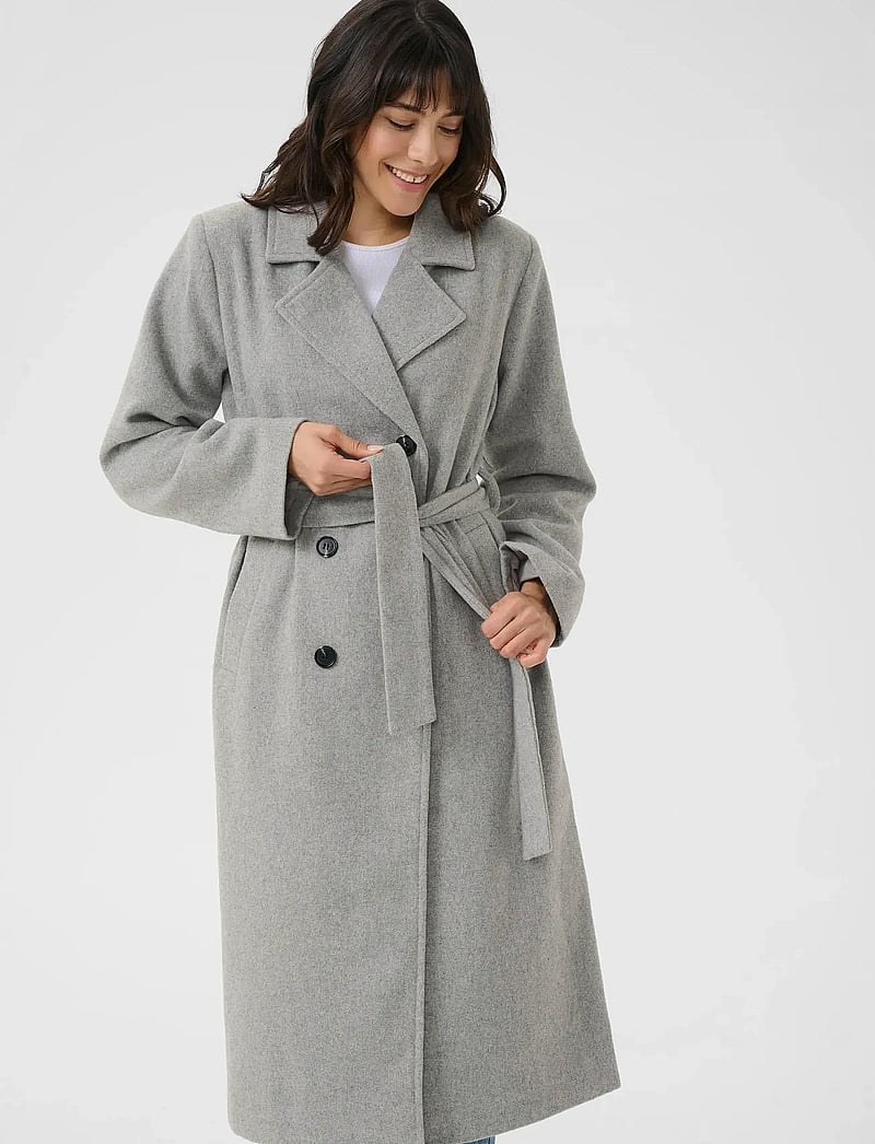 Kaffe - KAfanny Long Coat - mäntel - light grey melange - 0