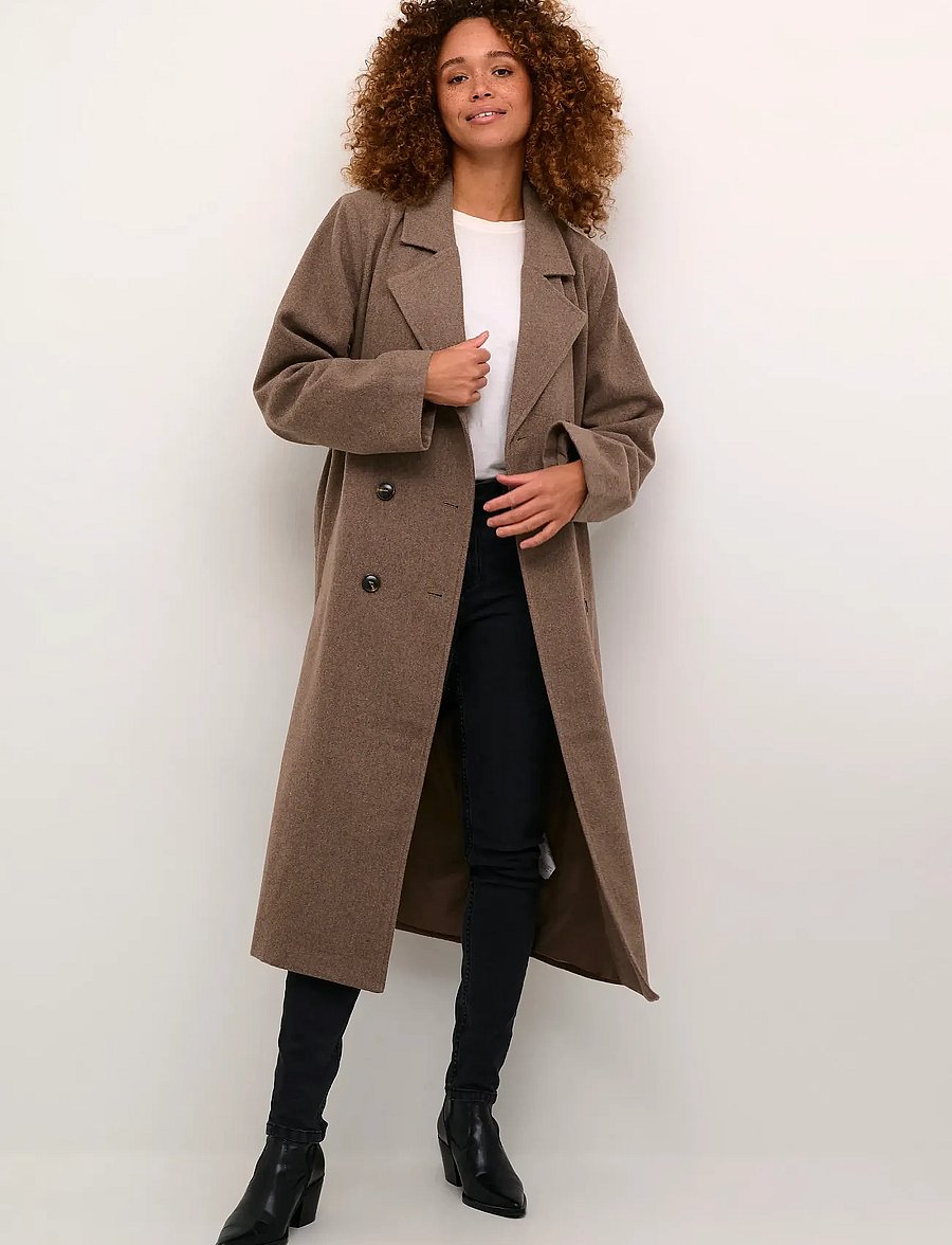 Kaffe - KAfanny Long Coat - kappor - major brown c. - 0