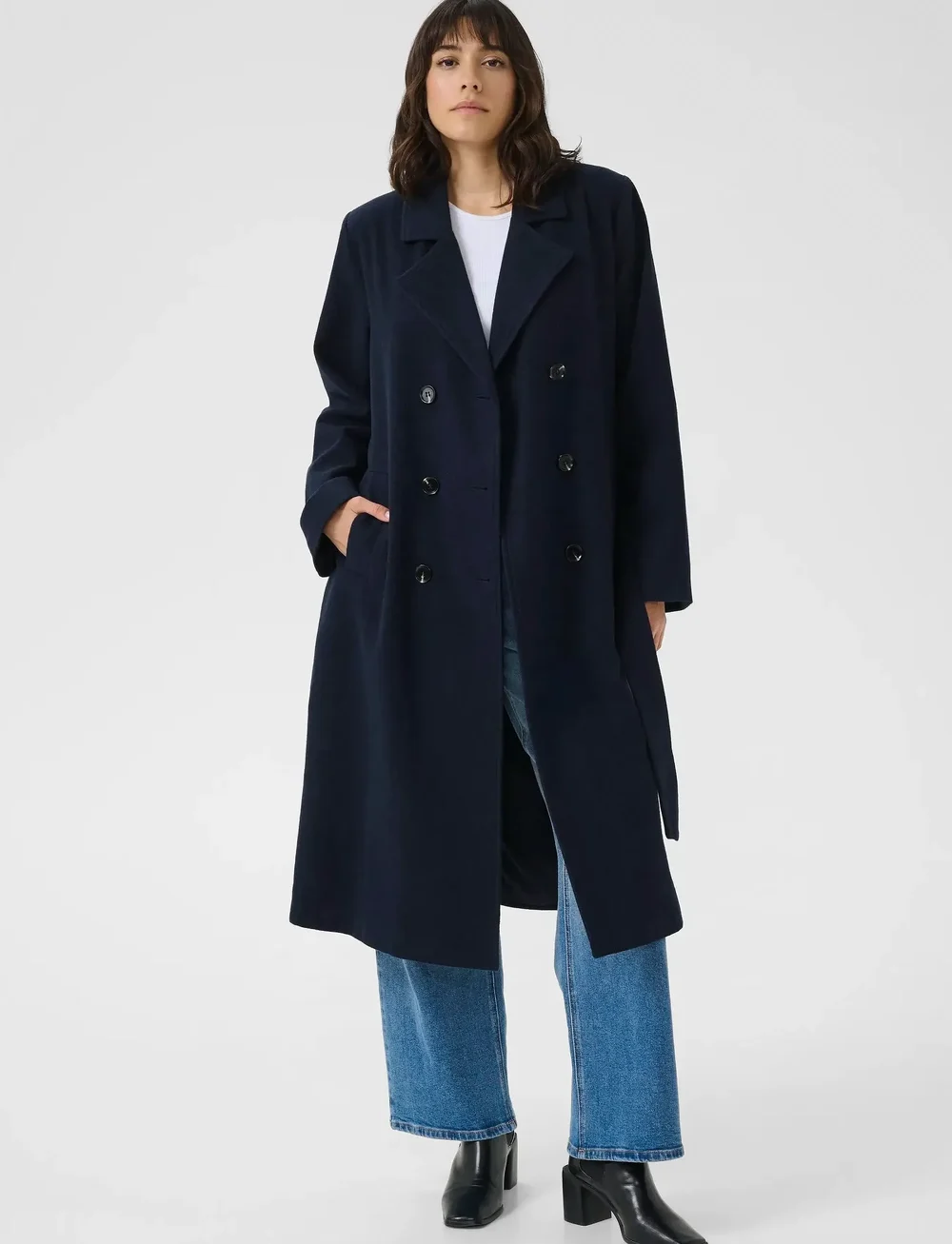 Kaffe - KAfanny Long Coat - kappor - midnight marine cc - 0