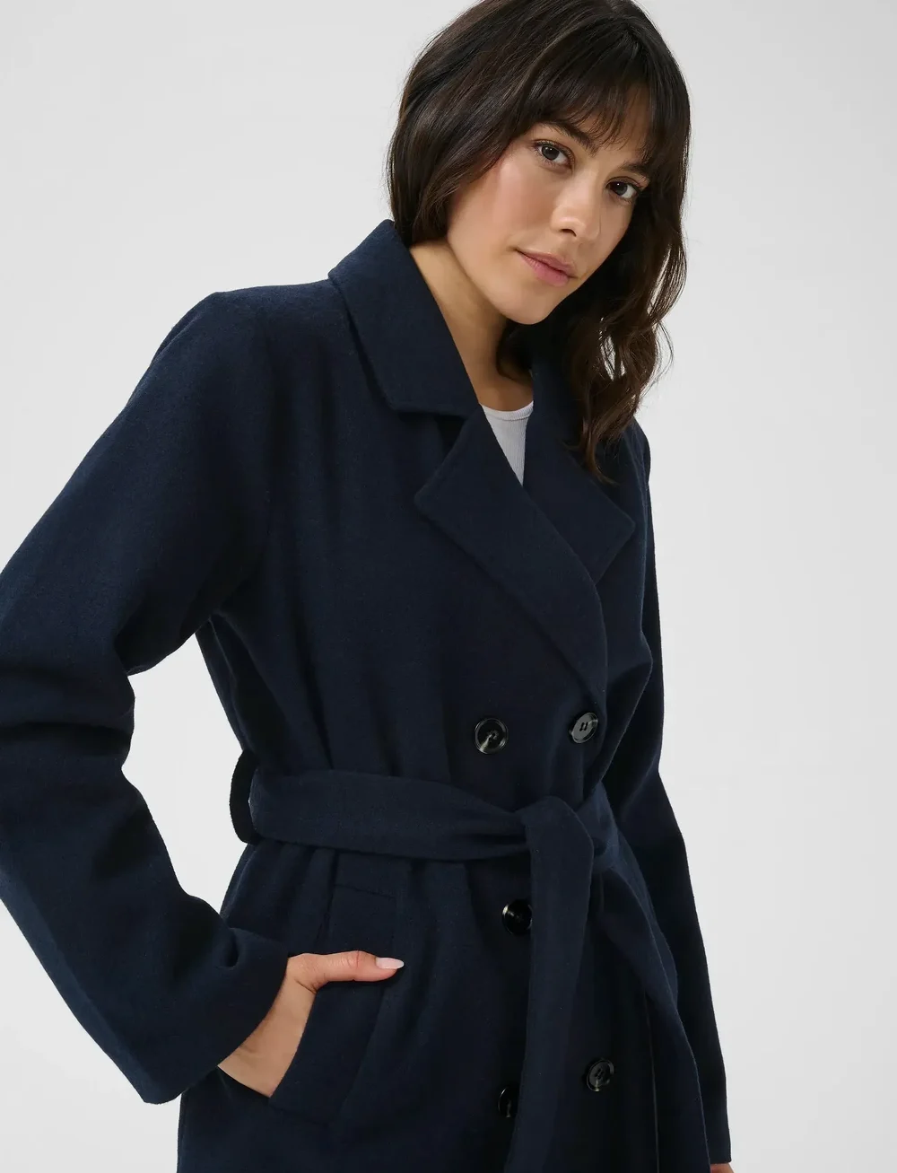 Kaffe - KAfanny Long Coat - kappor - midnight marine cc - 4