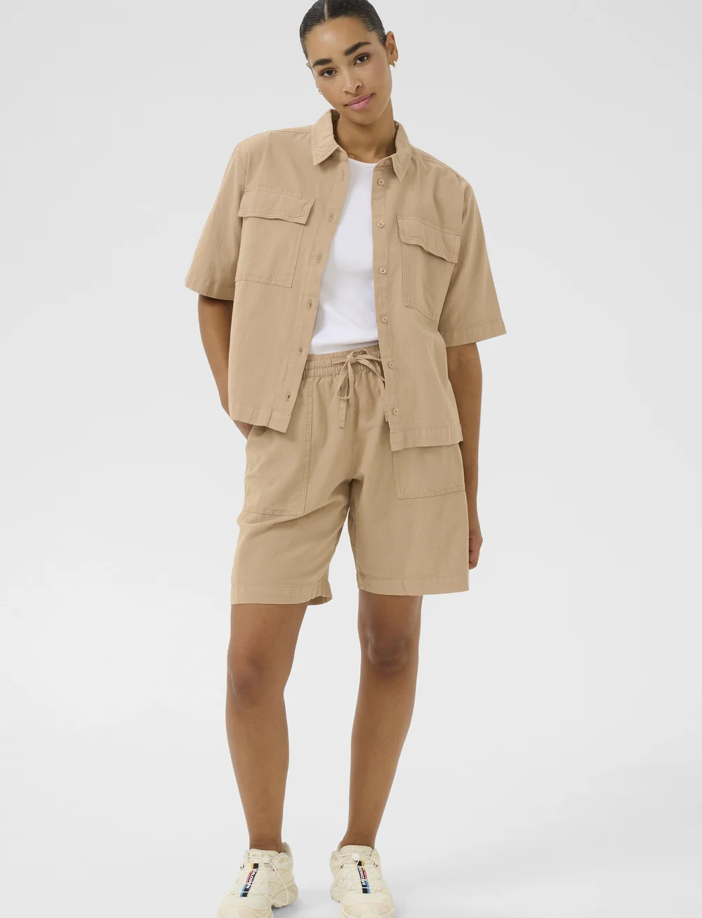 Kaffe - KAnaya Liah Shirt - kortärmade skjortor - classic sand - 3