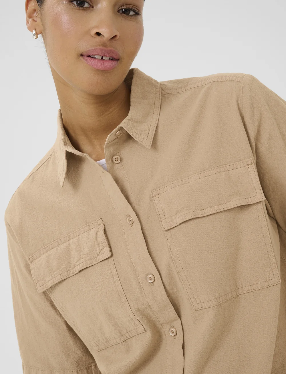 Kaffe - KAnaya Liah Shirt - kortärmade skjortor - classic sand - 5