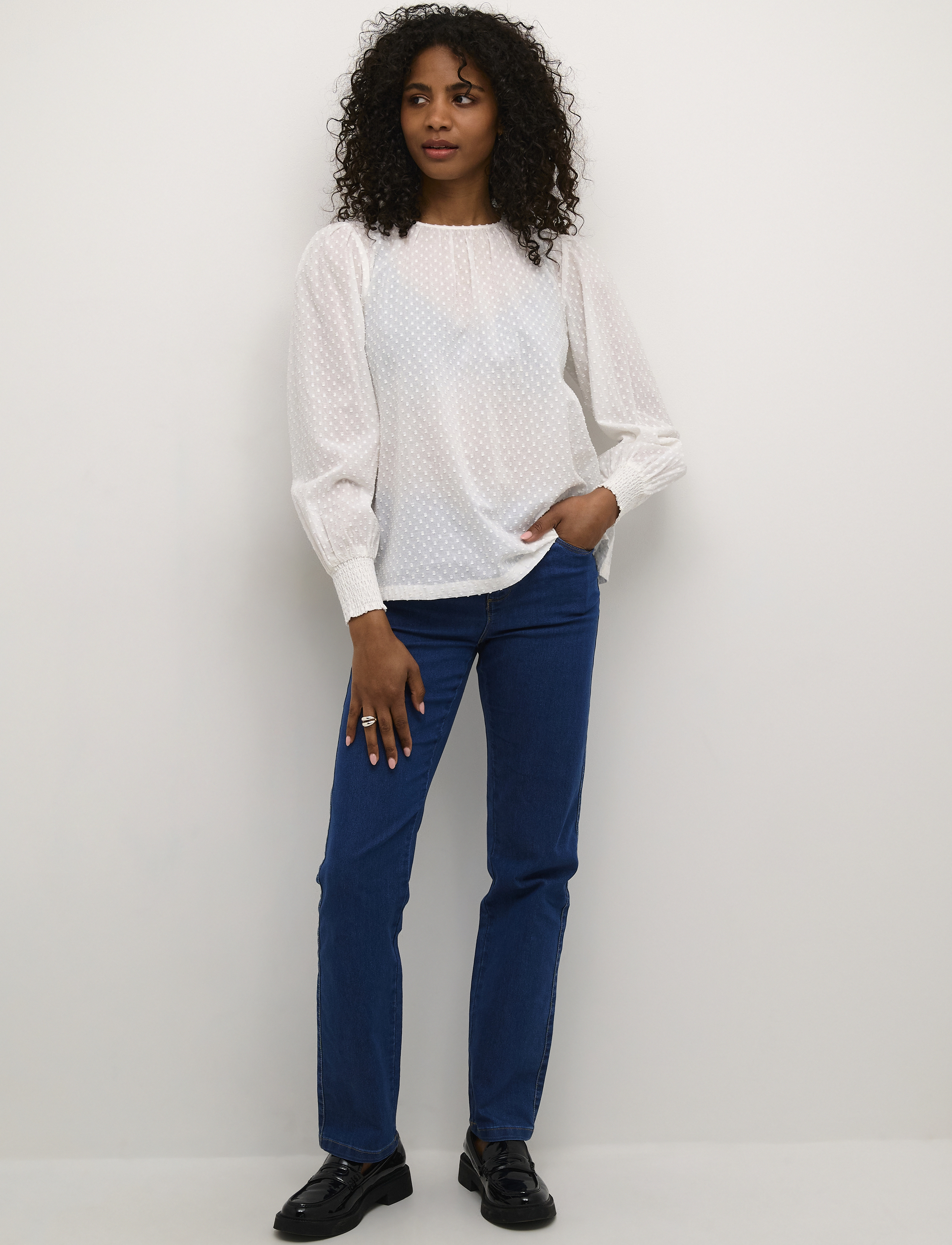 Kaffe - KAroca LS Blouse - long sleeved blouses - chalk - 3