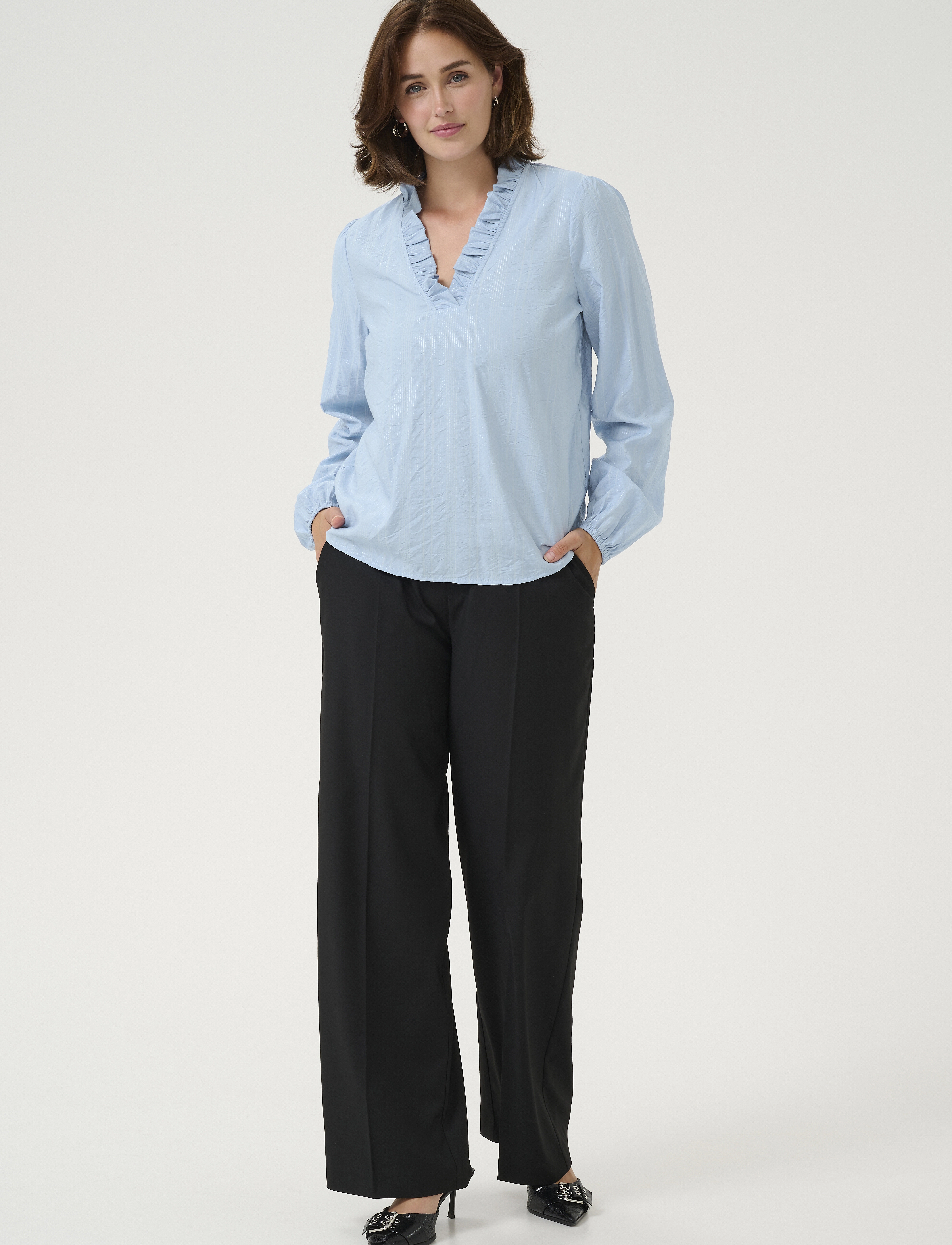 Kaffe - KAsanni Blouse - långärmade blusar - soft chambray - 3