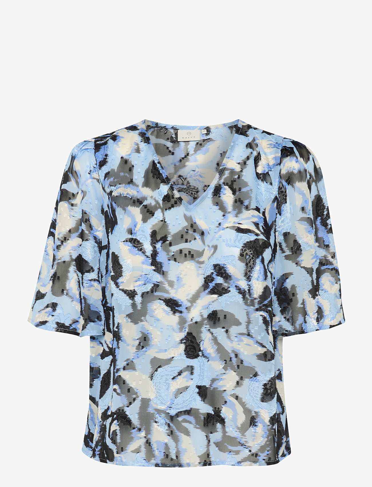 Kaffe - KAelina Blouse - kurzämlige blusen - blue flower print - 0