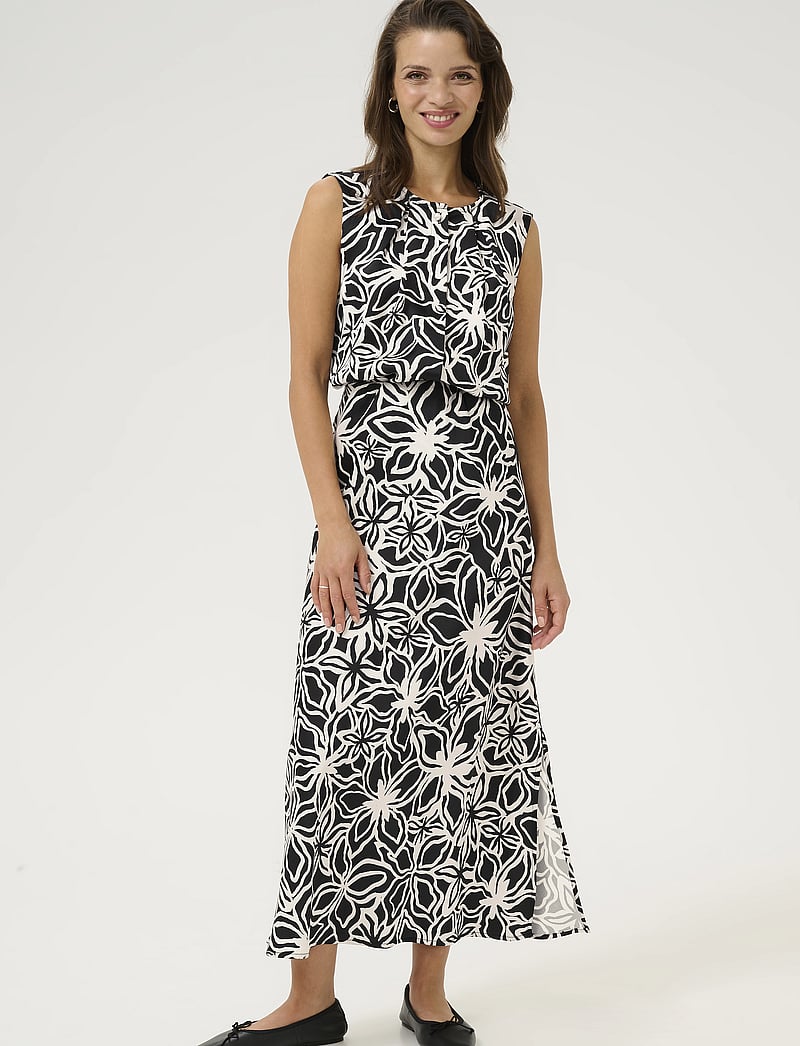 Kaffe - KAvera Skirt - maxi röcke - black / light beige flower - 3