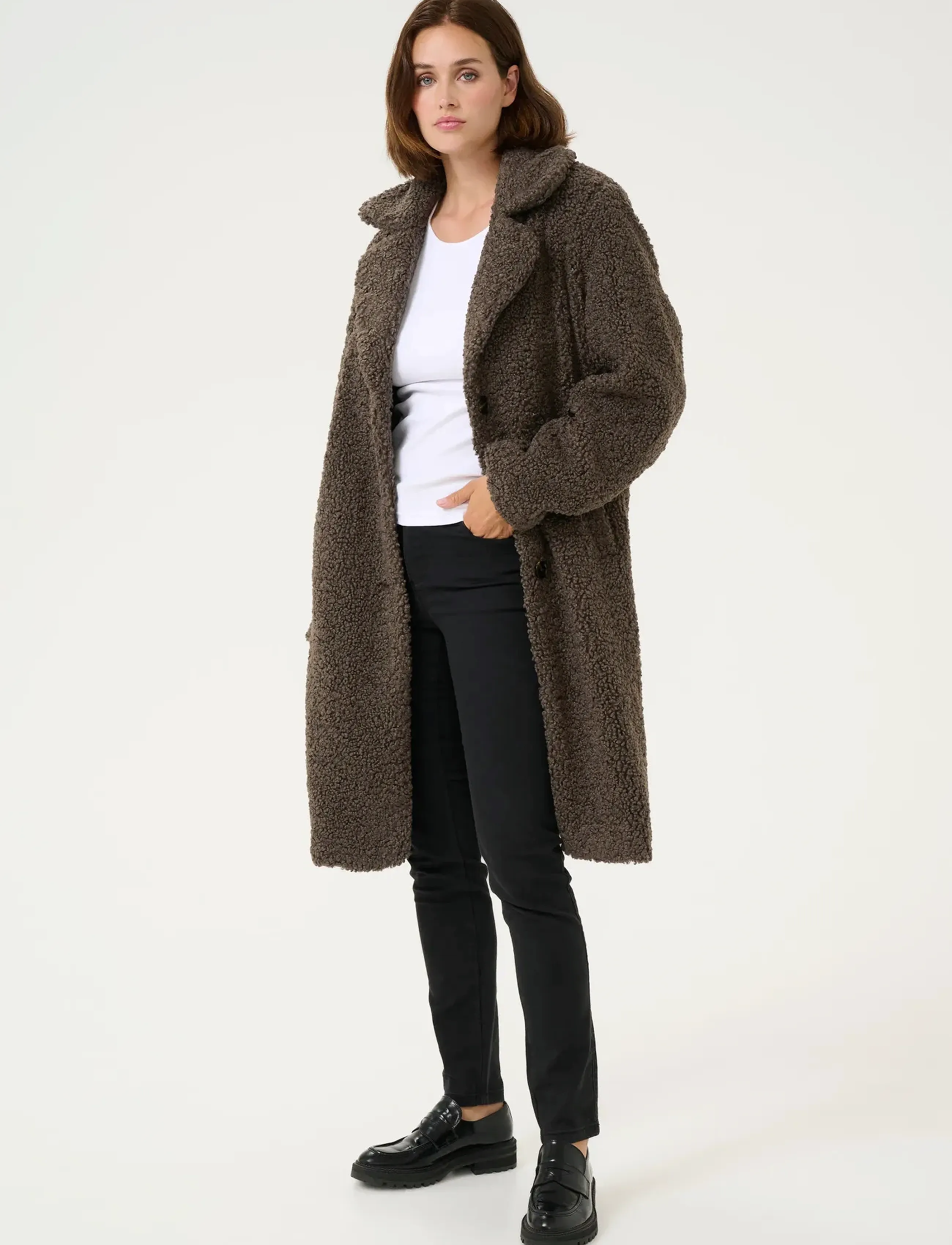 Kaffe Kabalmi Teddy Coat, 46, Coats, Braun - Winter Frauen