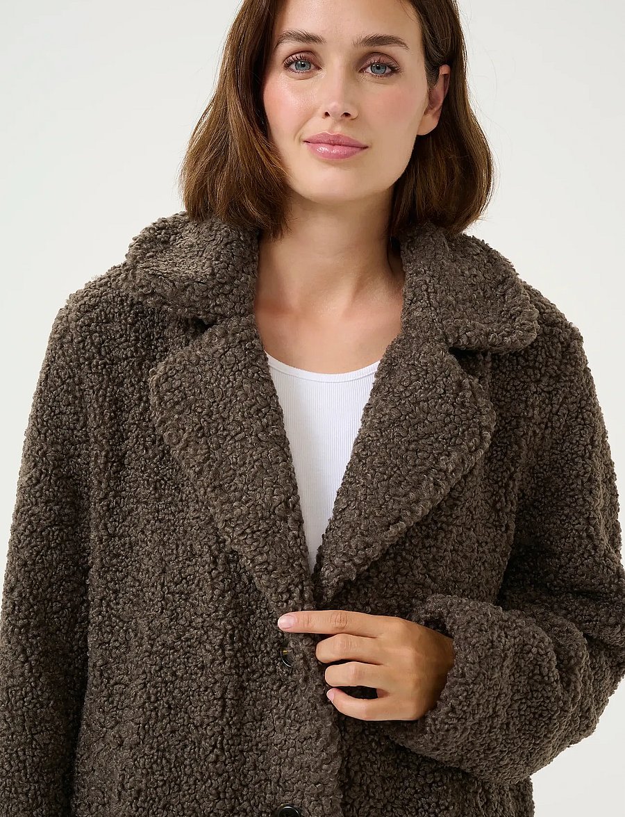 Kaffe - KAbalmi Teddy Coat - mäntel - major brown - 4