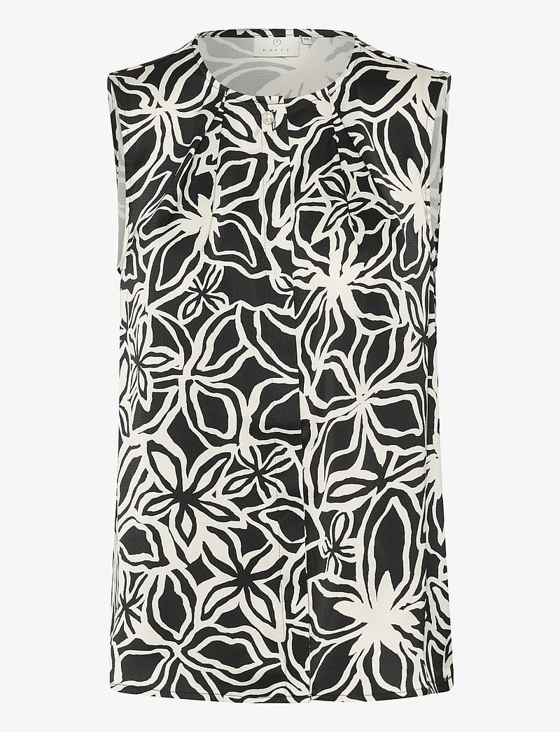 Kaffe - KAvera Blouse - varrukateta pluusid - black / light beige flower - 1