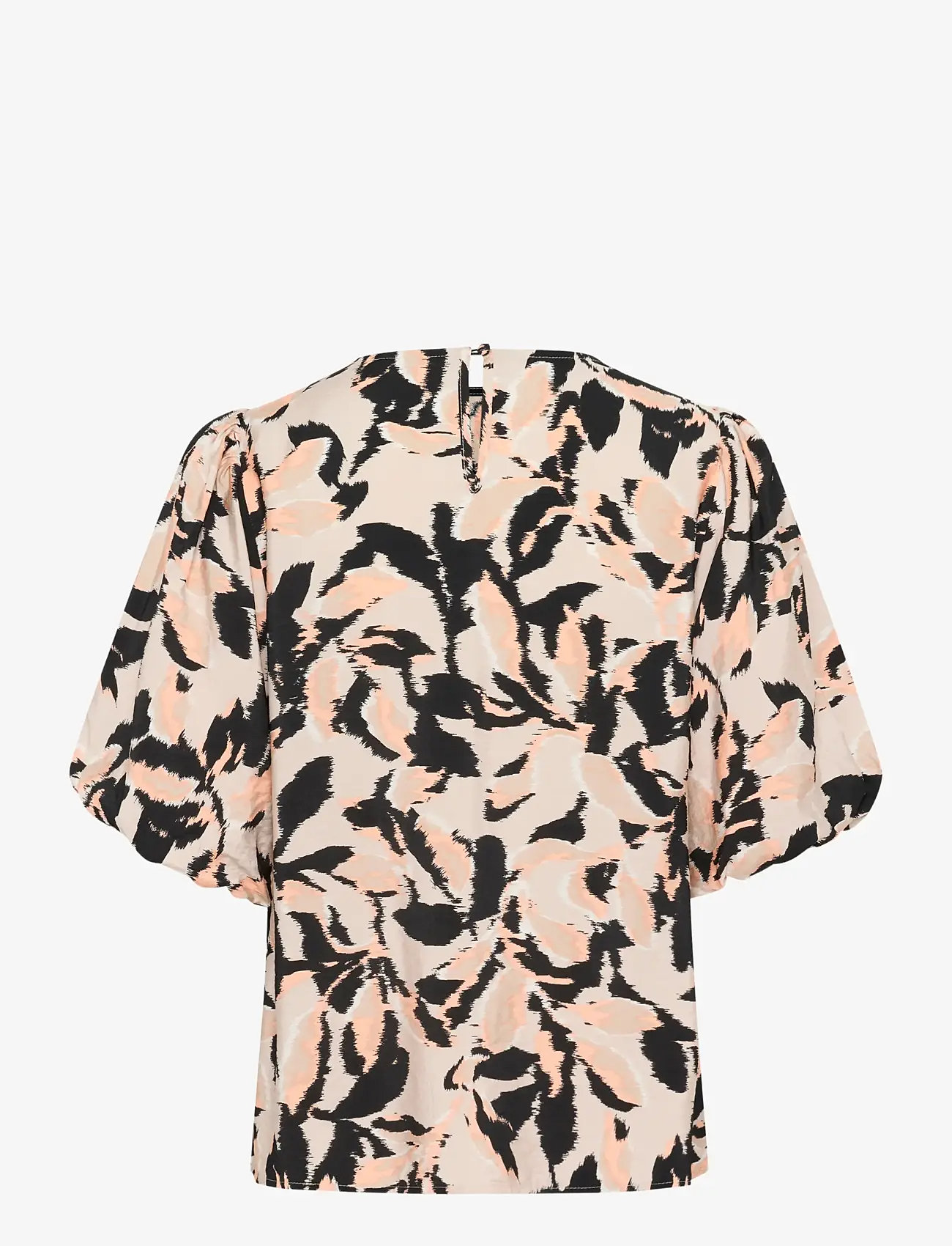 Kaffe - KApaco Blouse - kurzämlige blusen - beige/black/peach blurry leaf - 1