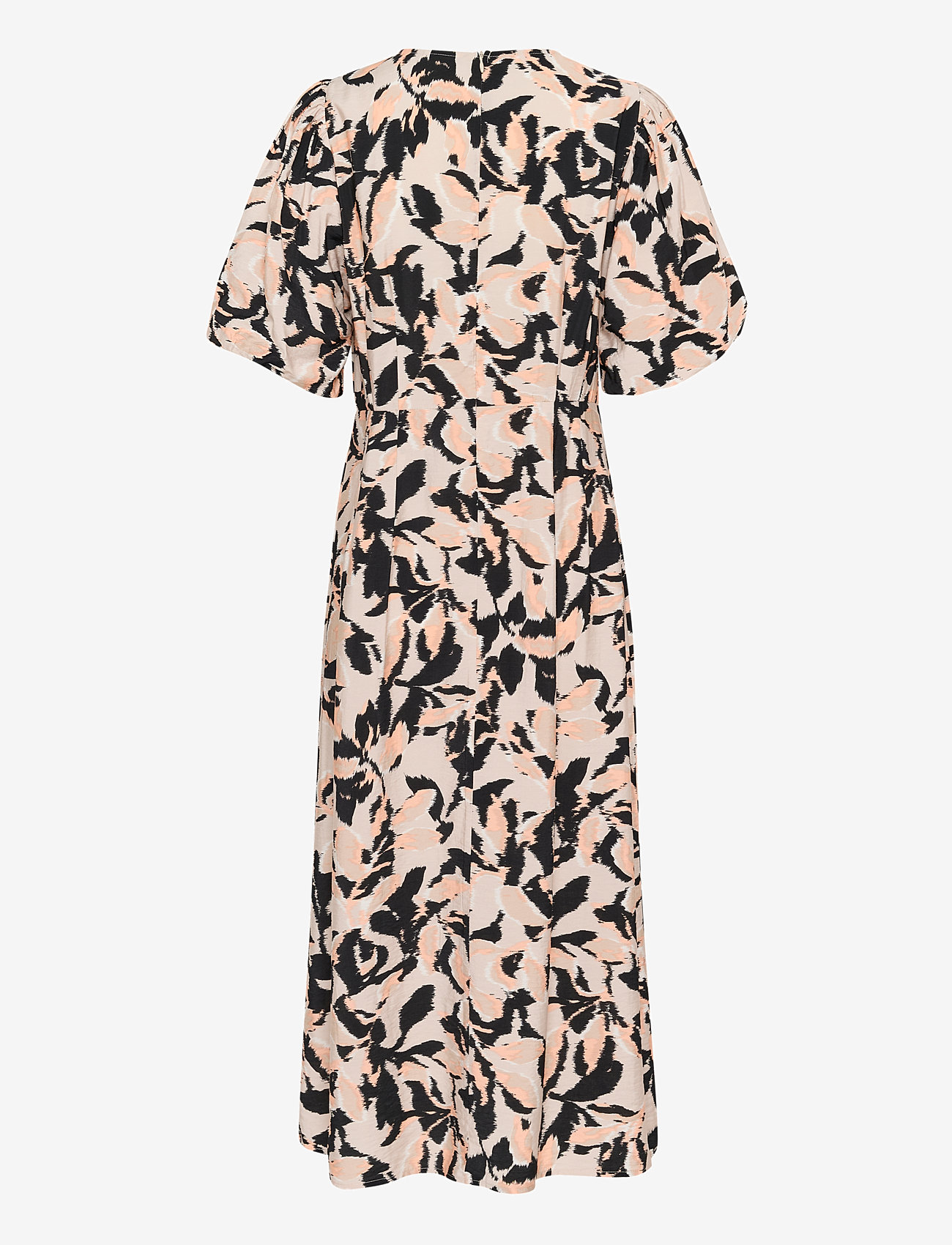 Kaffe - KApaco Dress - naised - beige/black/peach blurry leaf - 0