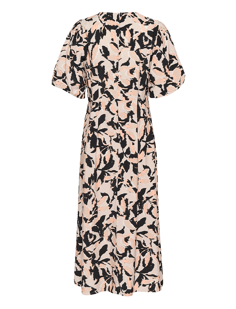 Kaffe - KApaco Dress - kleider - beige/black/peach blurry leaf - 1