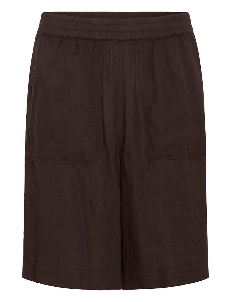 Kaffe - KAmilia Shorts - linased lühikesed püksid - black coffee - 1