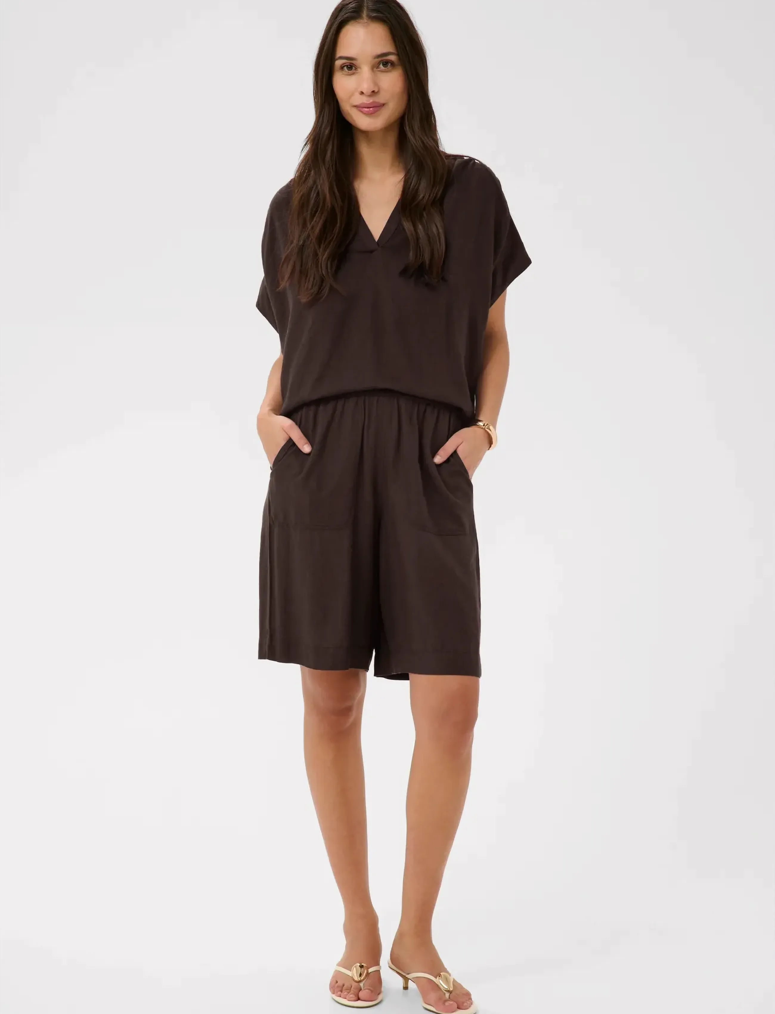 Kaffe - KAmilia Shorts - leinen-shorts - black coffee - 3