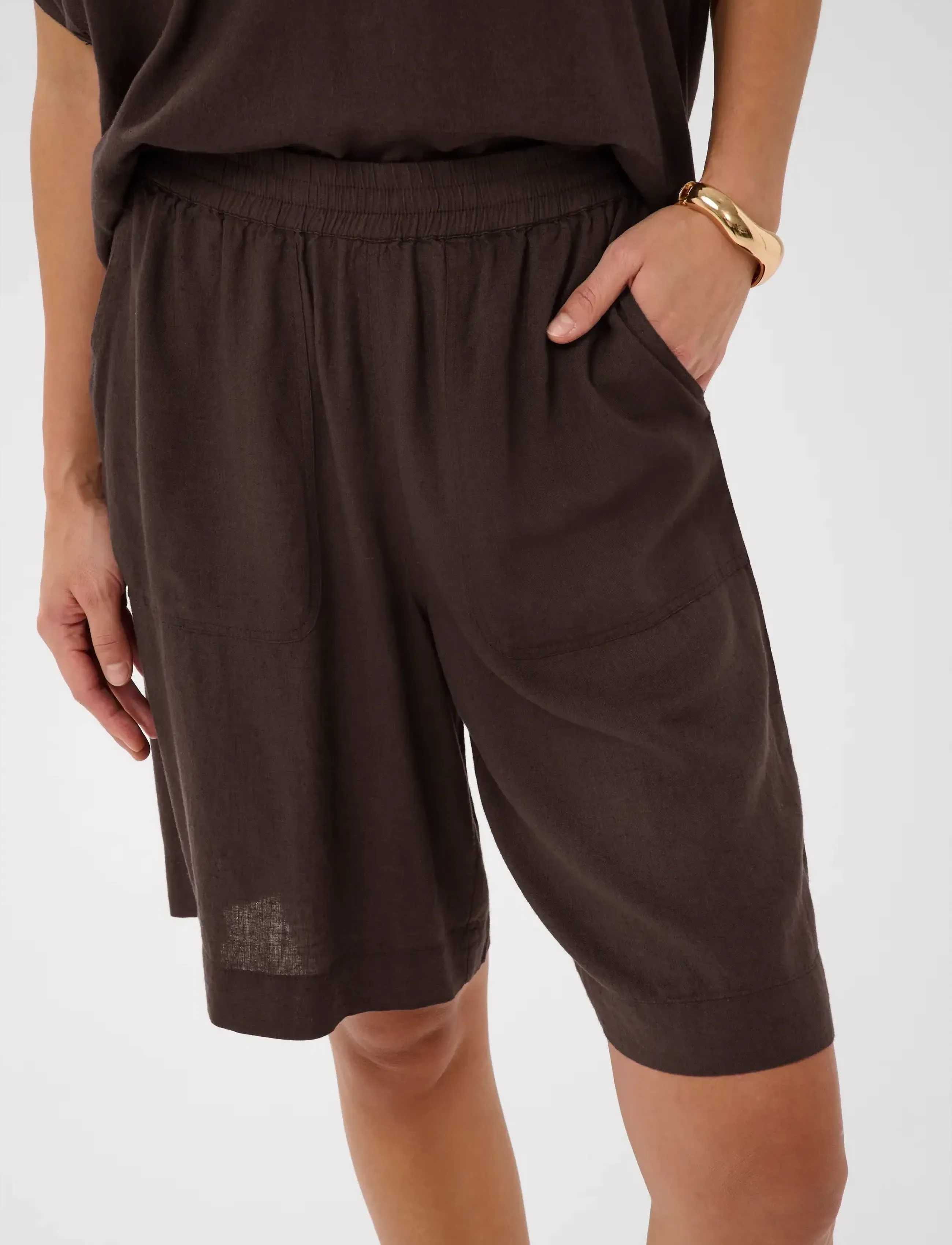 Kaffe - KAmilia Shorts - linneshorts - black coffee - 5