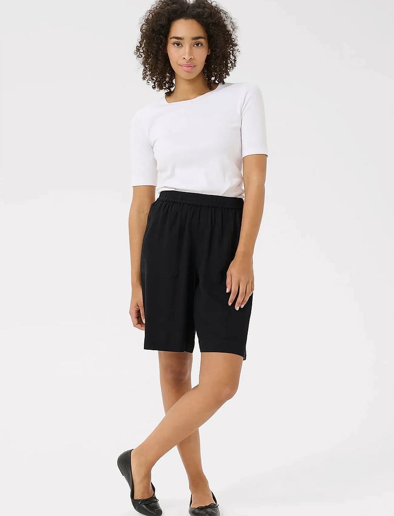 Kaffe - KAmilia Shorts - pellava shortsit - black deep - 3