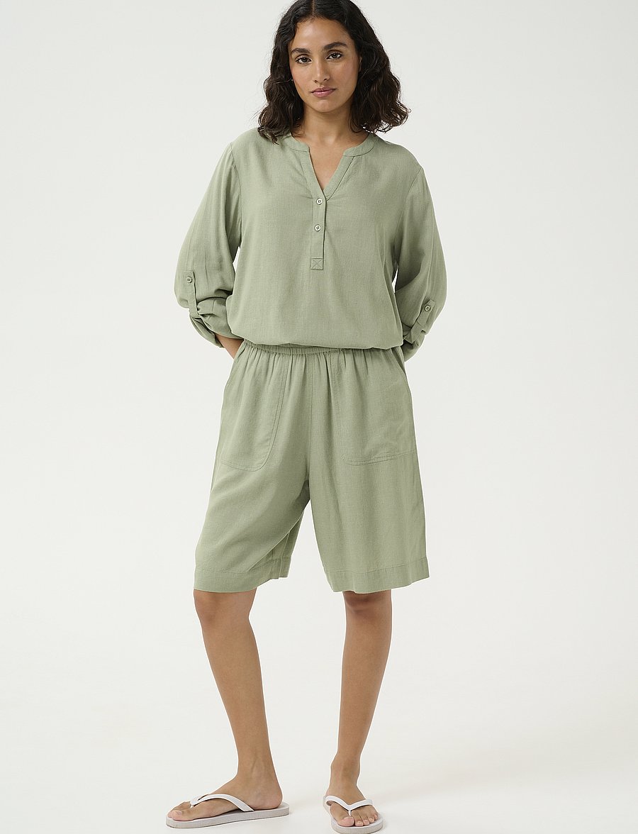 Kaffe - KAmilia Shorts - leinen-shorts - oil green - 3