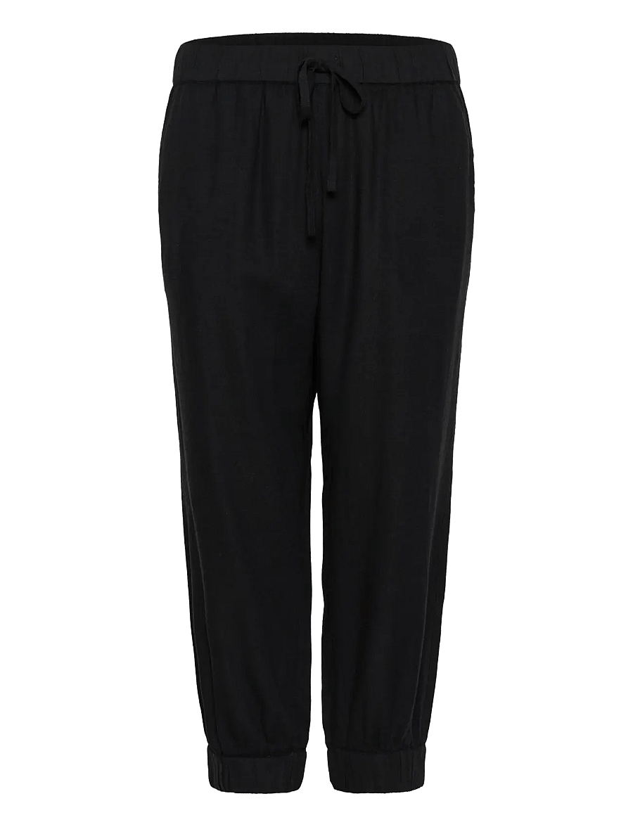 Kaffe - KAmilia Capri Pants - leinenhosen - black deep - 1