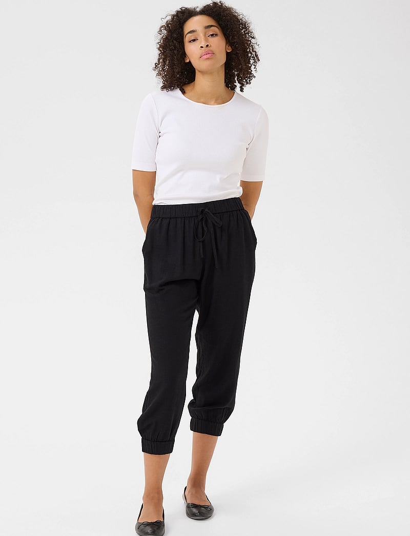 Kaffe - KAmilia Capri Pants - hørbukser - black deep - 3